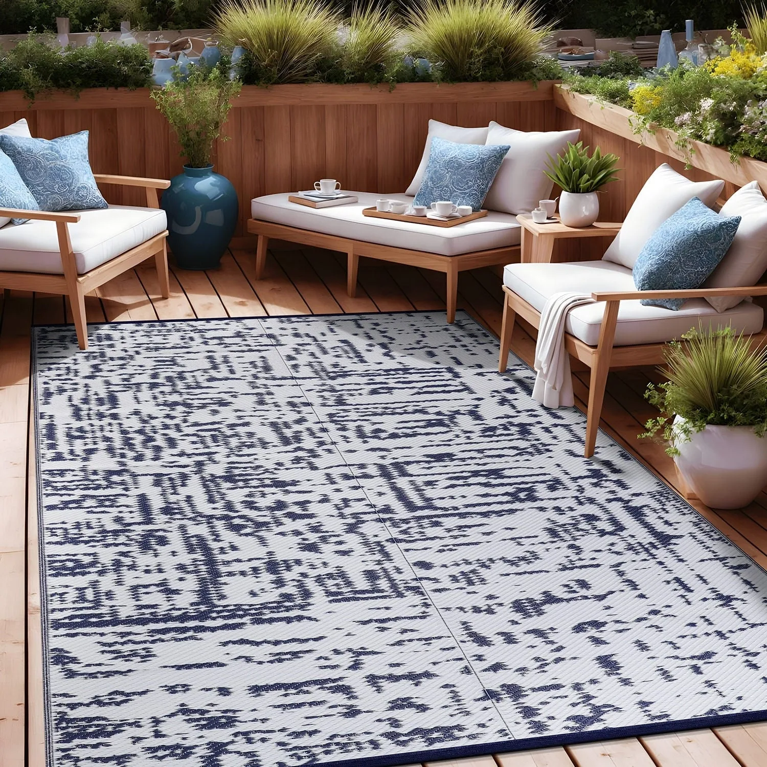 Beverly Rug Reversible Mats Plastic Outdoor Rug for Camping. Patio. Backyard. RV. Picnic. Deck
