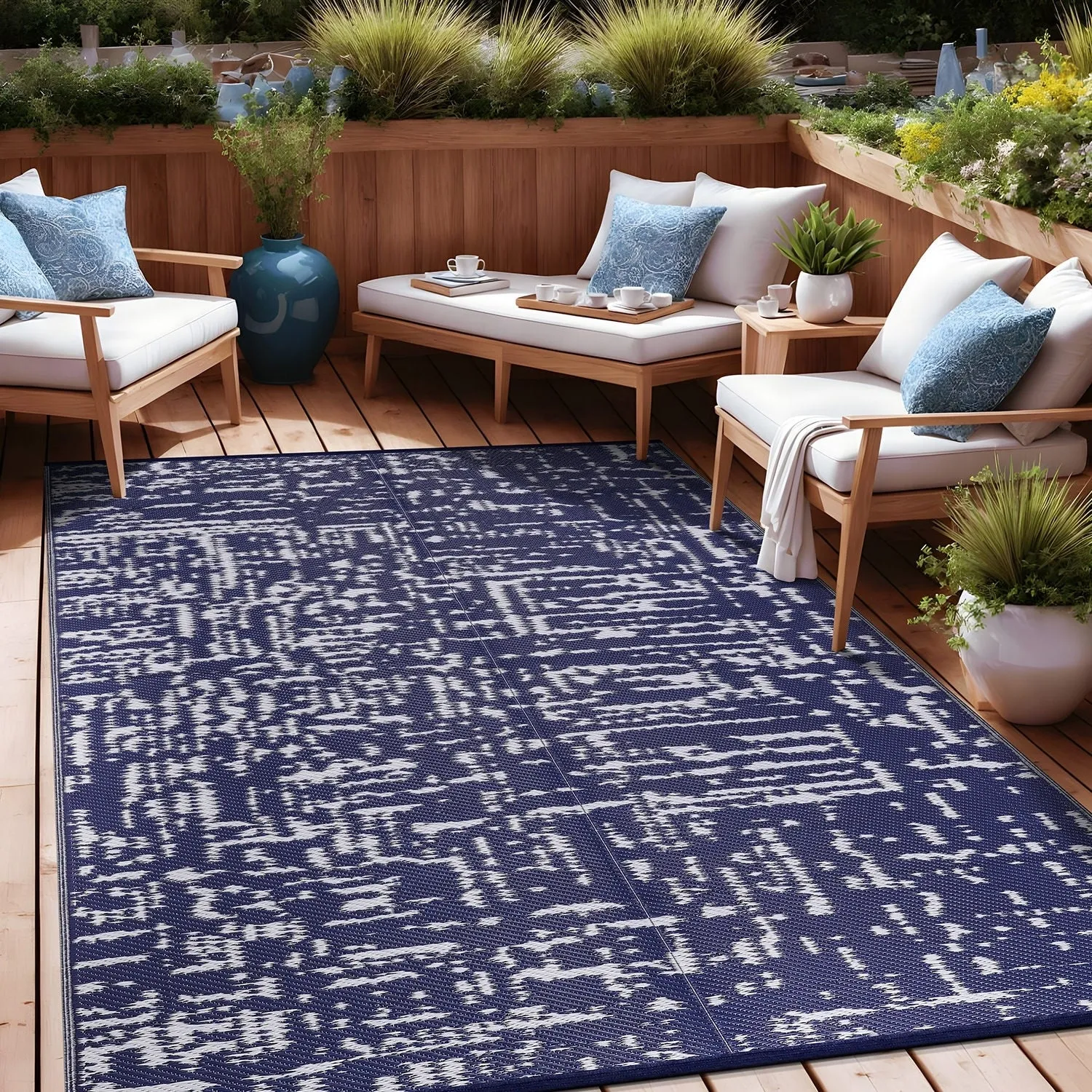 Beverly Rug Reversible Mats Plastic Outdoor Rug for Camping. Patio. Backyard. RV. Picnic. Deck