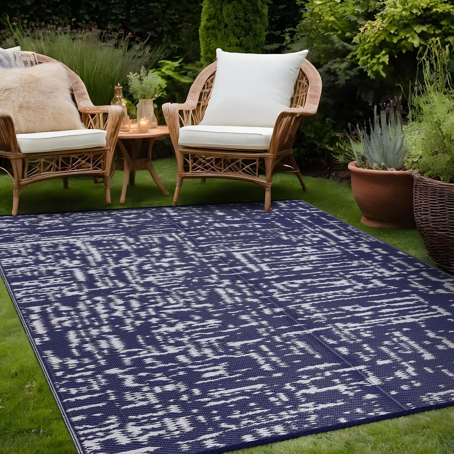 Beverly Rug Reversible Mats Plastic Outdoor Rug for Camping. Patio. Backyard. RV. Picnic. Deck
