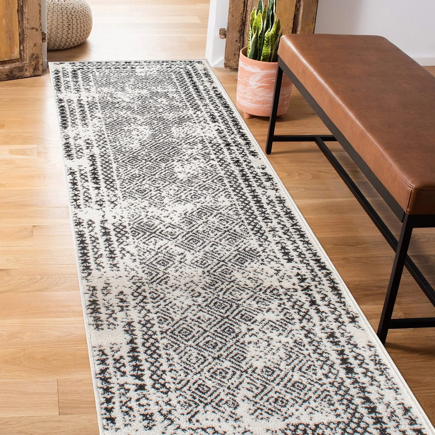 Bohemian Distressed Border Area Rug