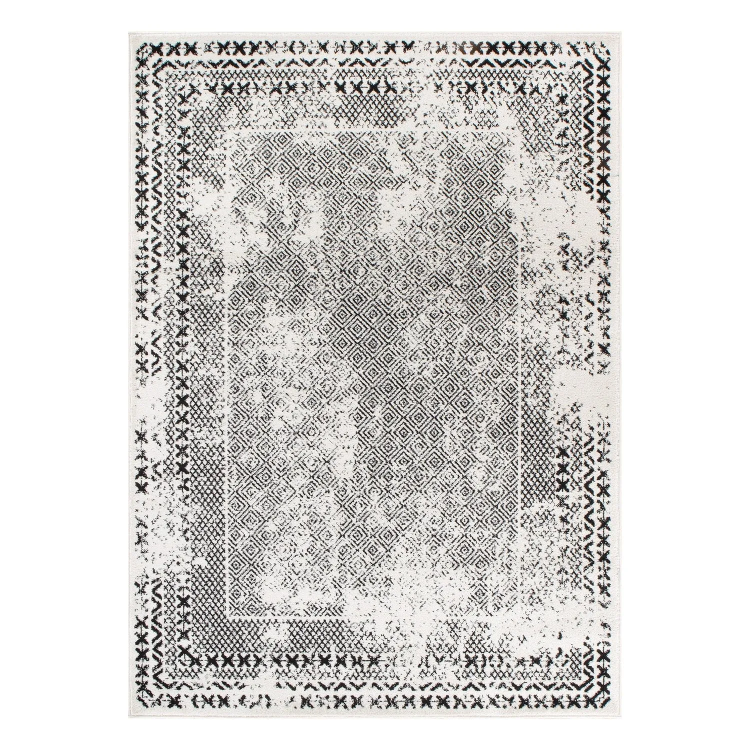 Bohemian Distressed Border Area Rug