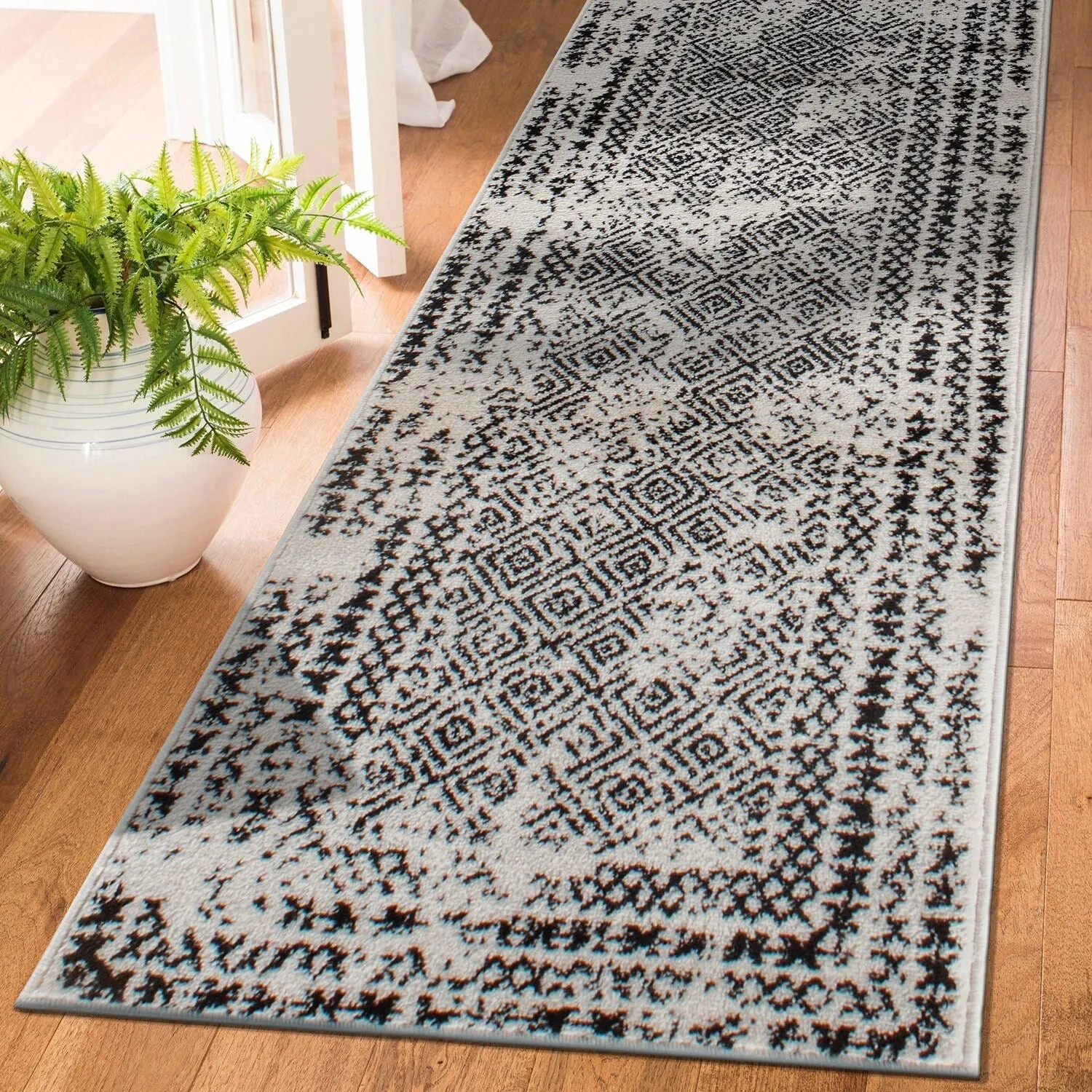 Bohemian Distressed Border Area Rug
