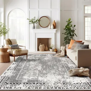 Bohemian Distressed Border Area Rug