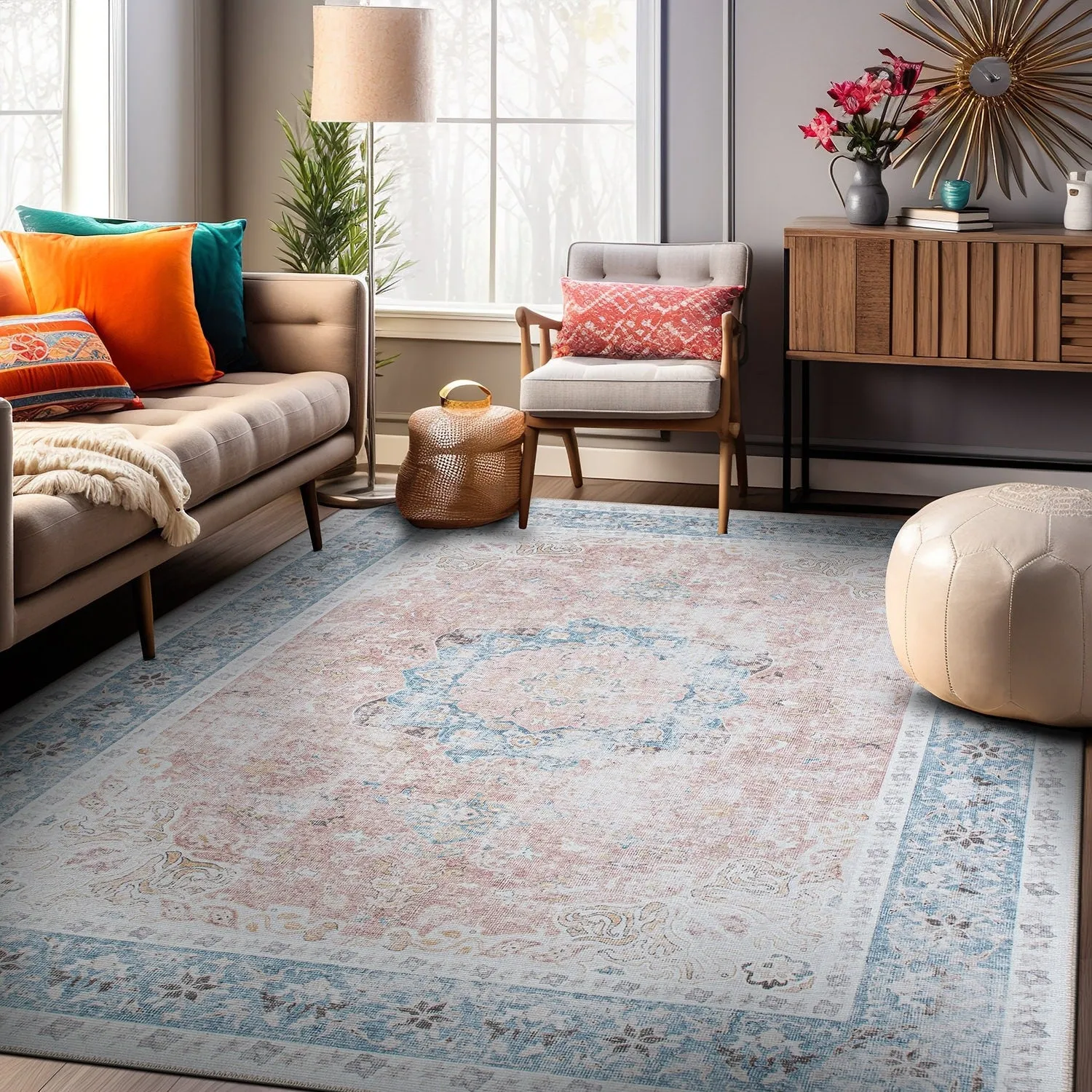Bohemian Distressed Machine Washable Area Rug