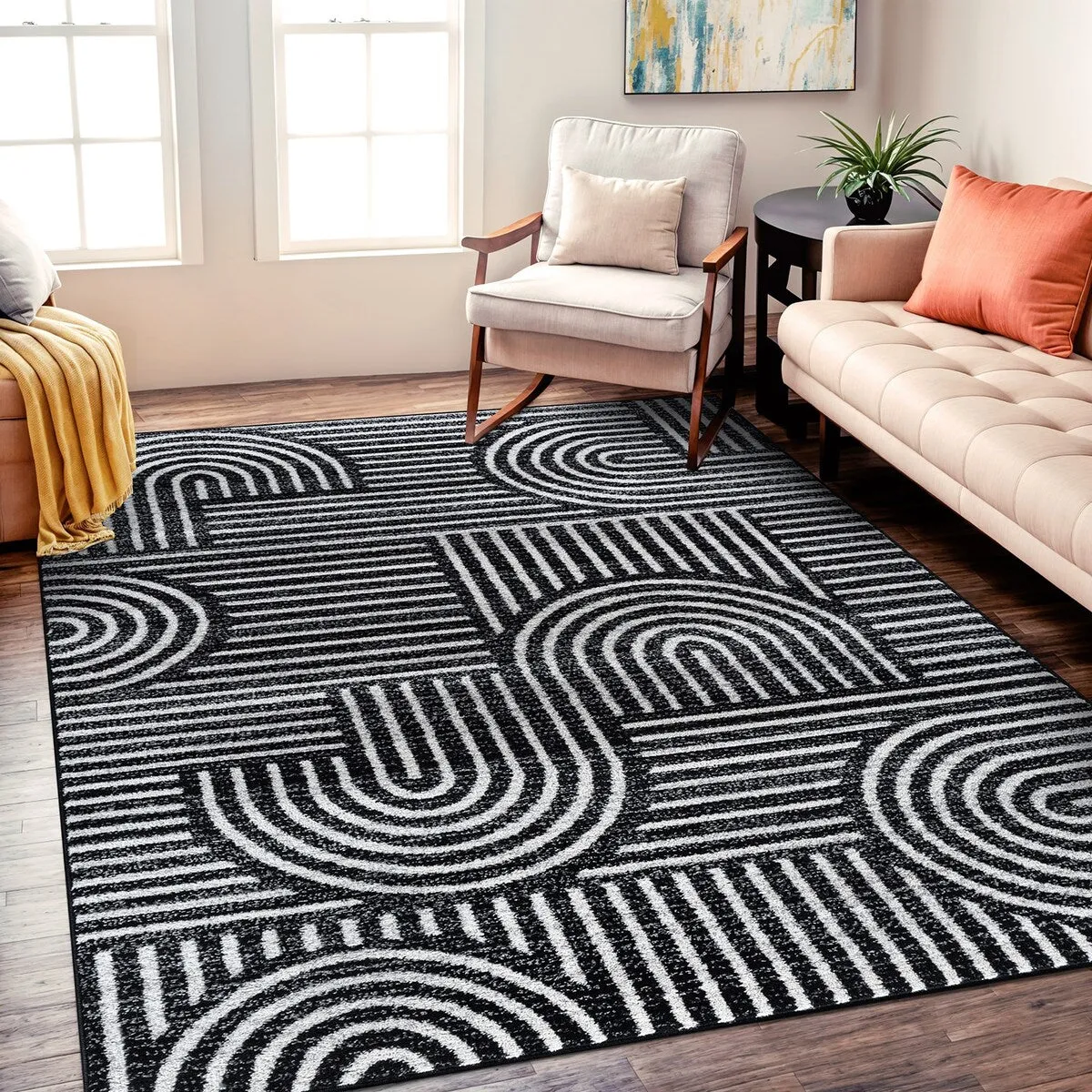 Bohemian Stripe Arch Design Area Rug