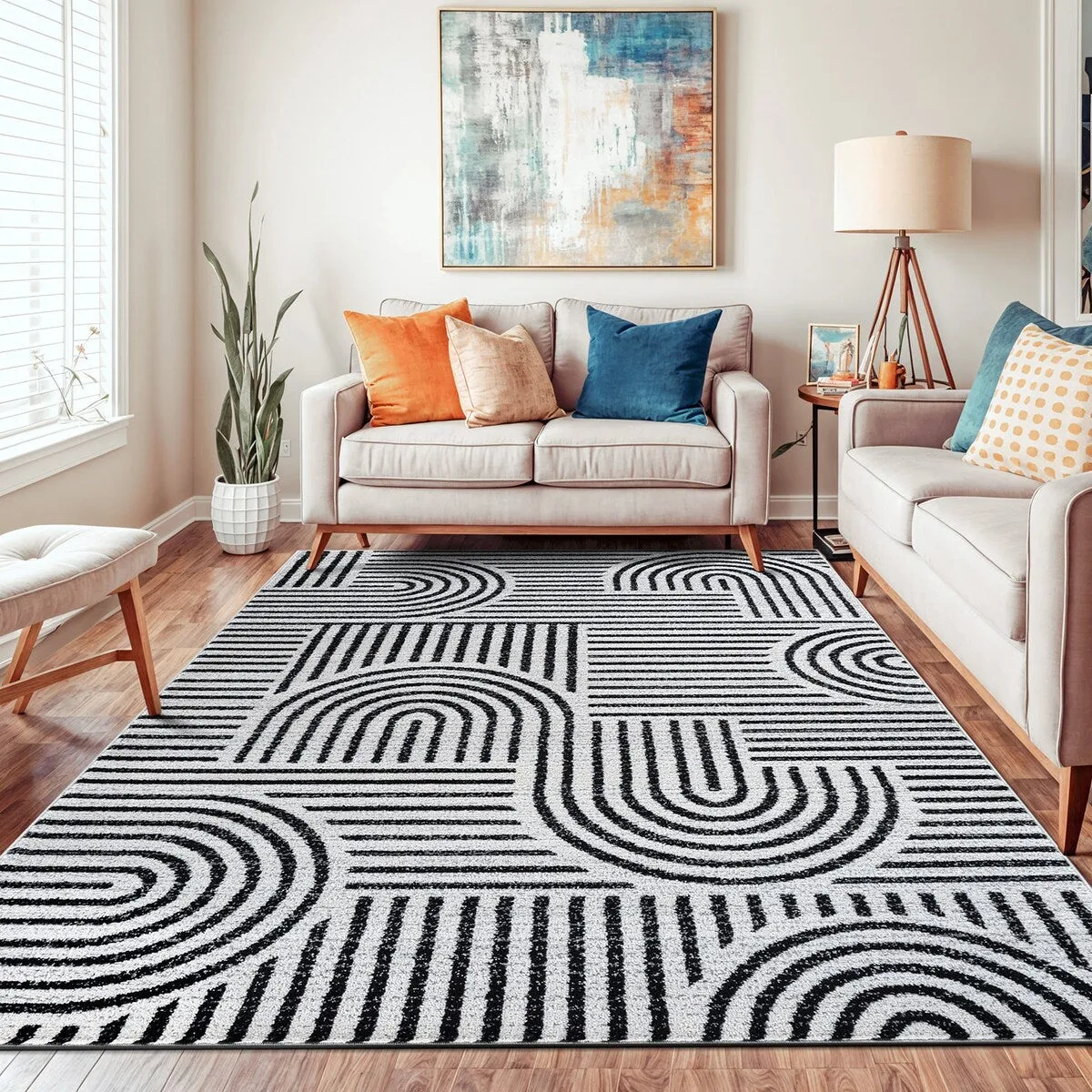 Bohemian Stripe Arch Design Area Rug