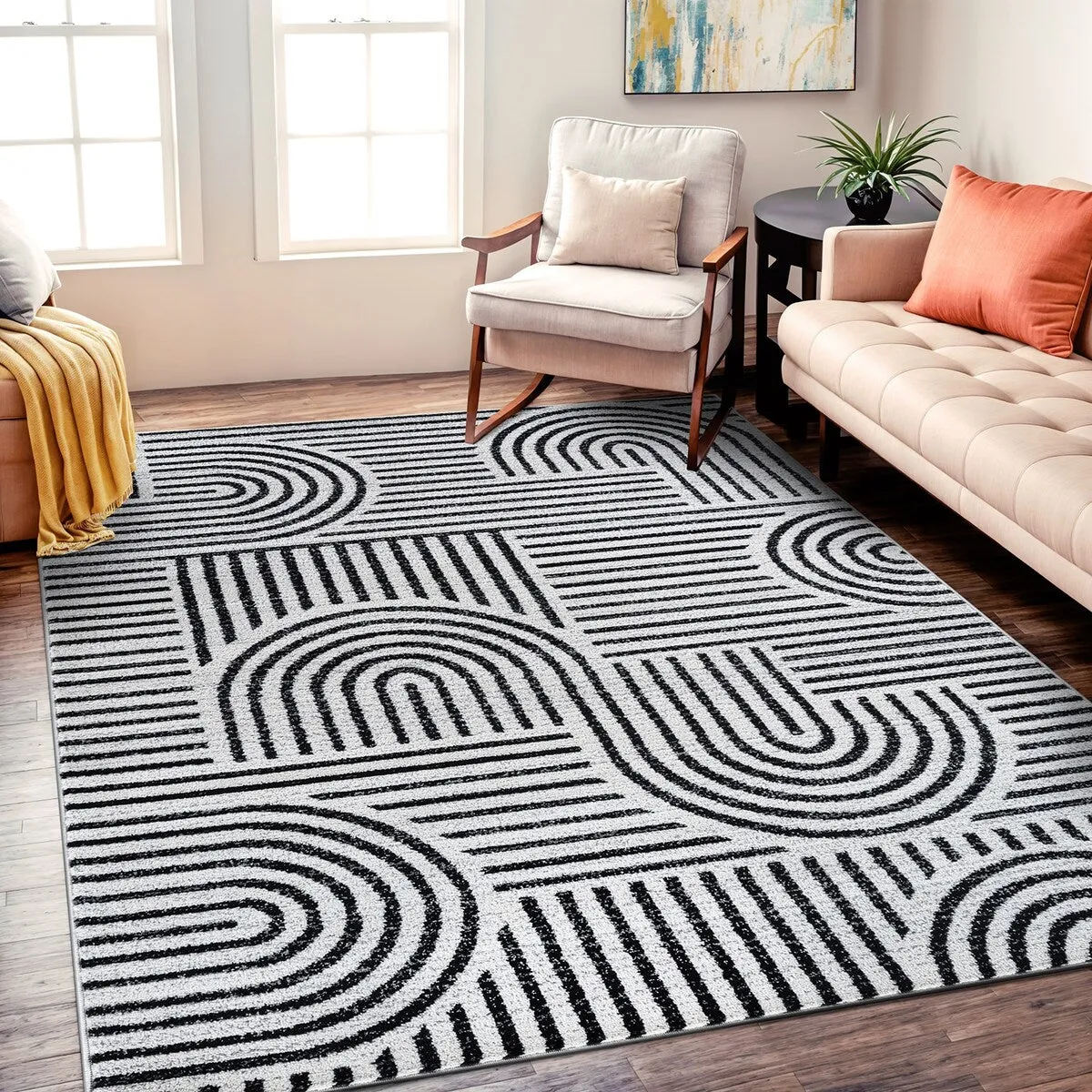 Bohemian Stripe Arch Design Area Rug