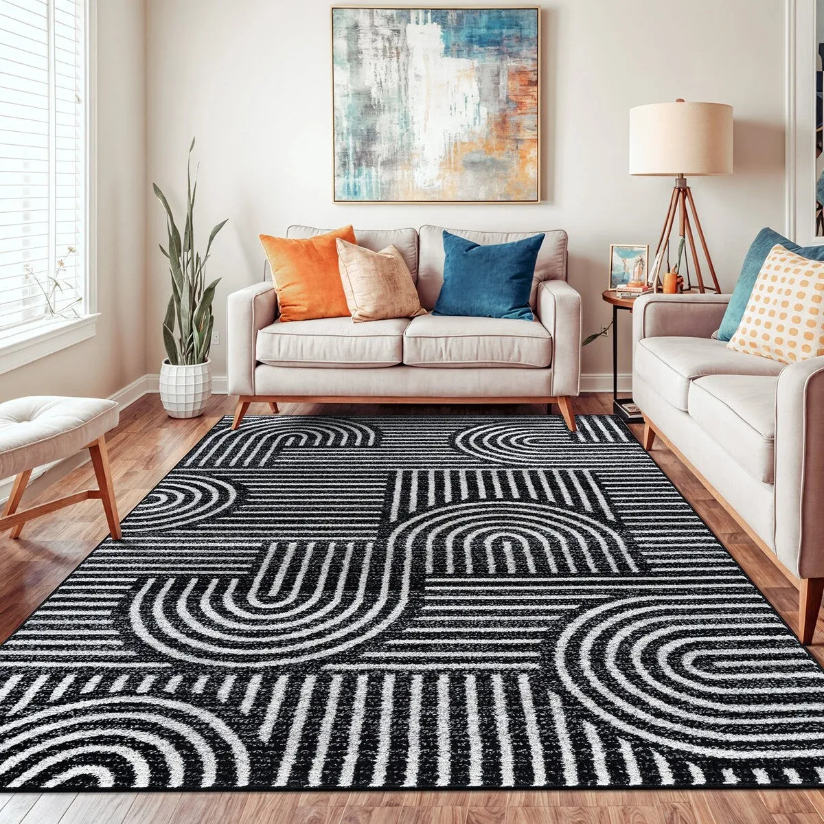 Bohemian Stripe Arch Design Area Rug