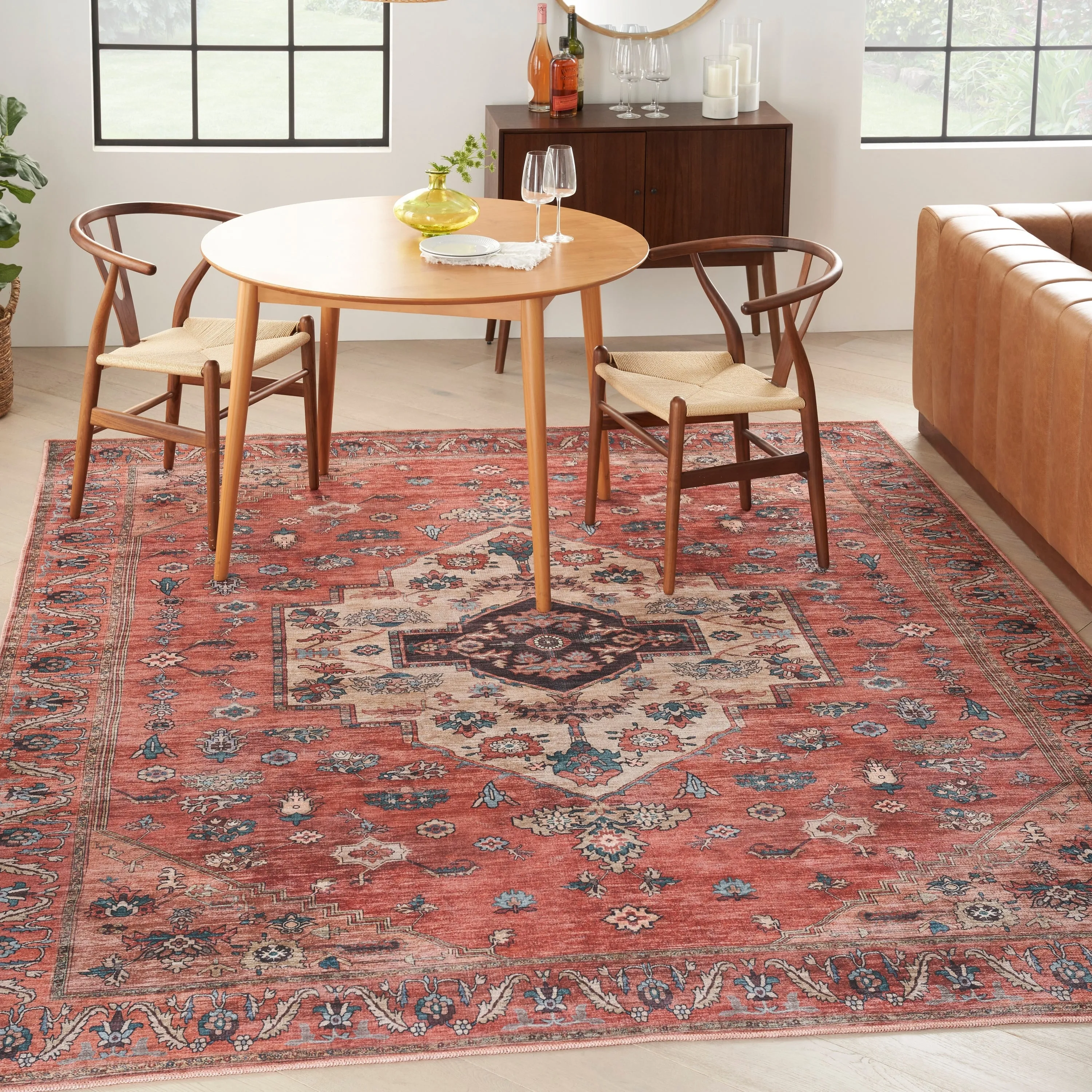 Brilliance Machine Washable Persian Medallion Area Rug