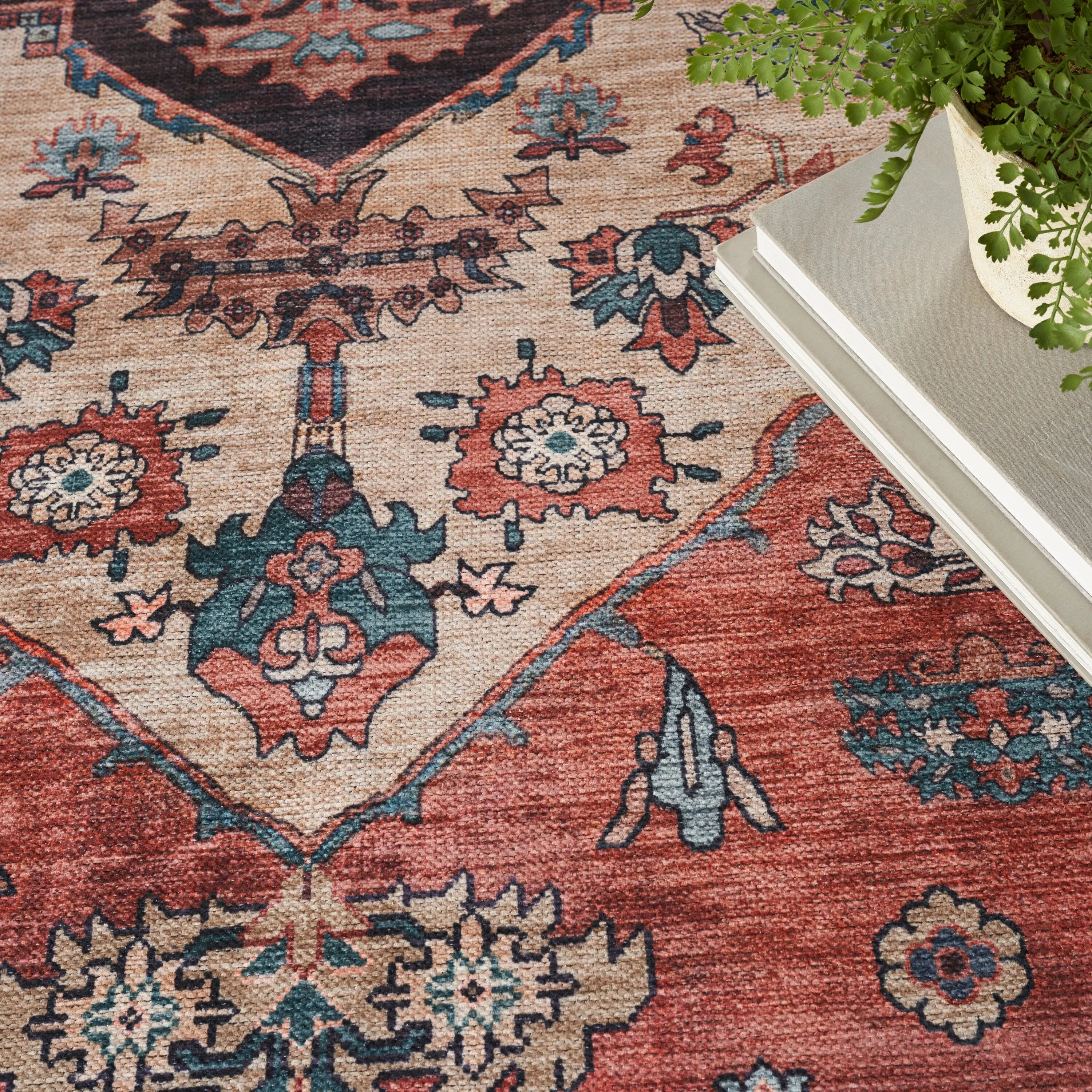 Brilliance Machine Washable Persian Medallion Area Rug