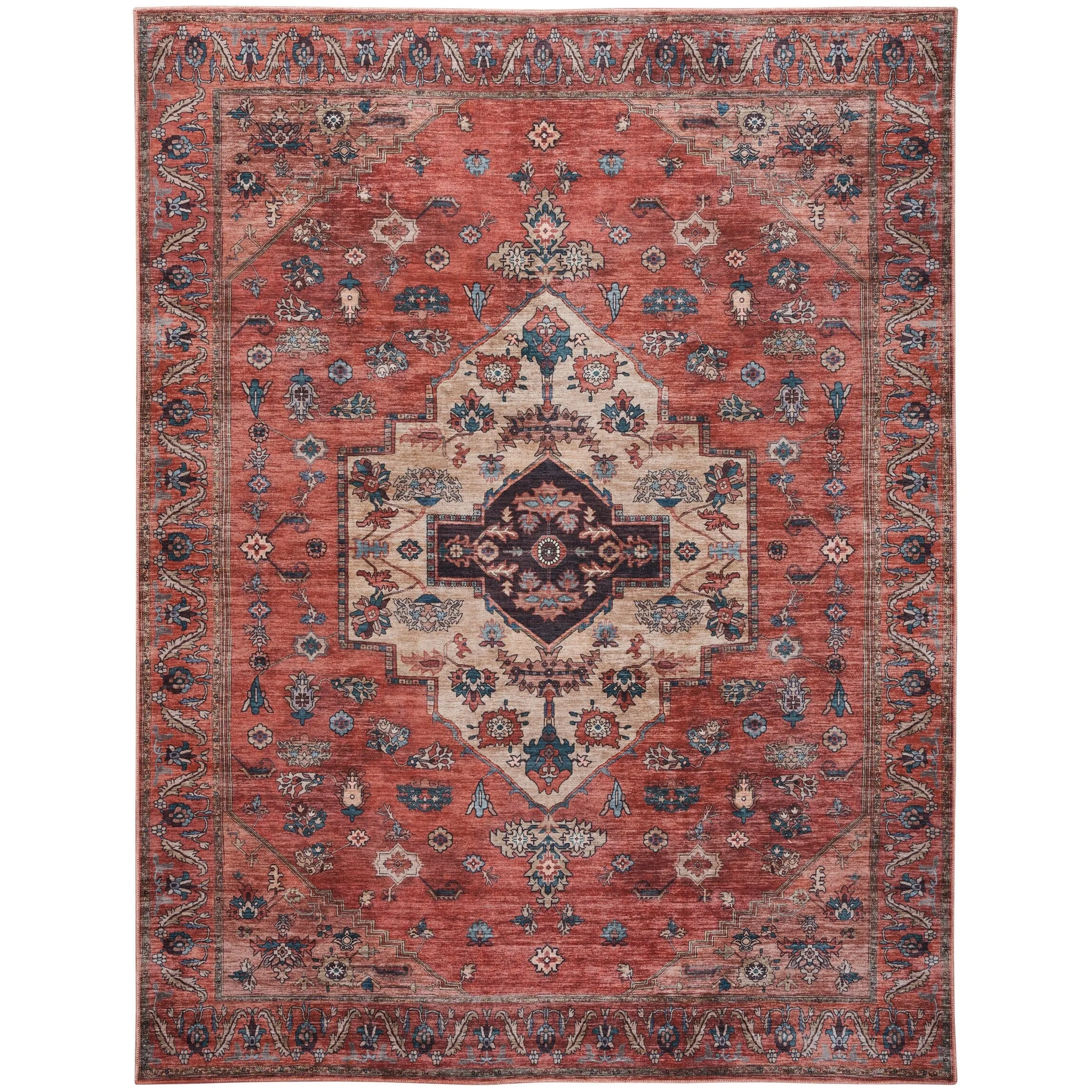 Brilliance Machine Washable Persian Medallion Area Rug