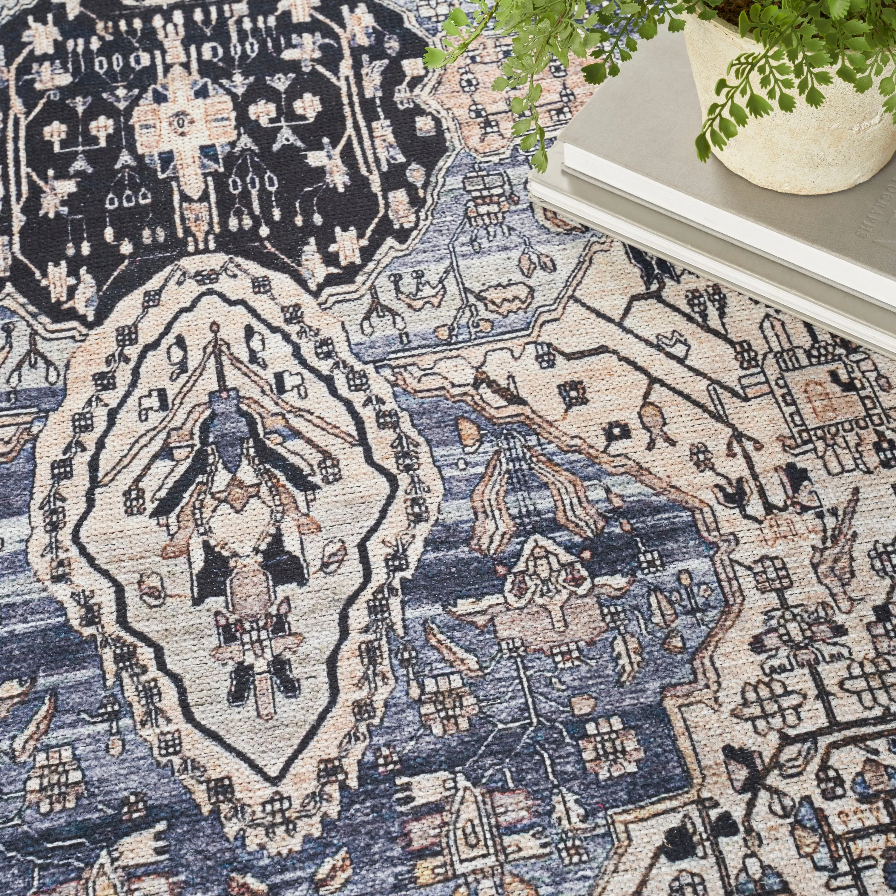 Brilliance Machine Washable Persian Vintage Area Rug