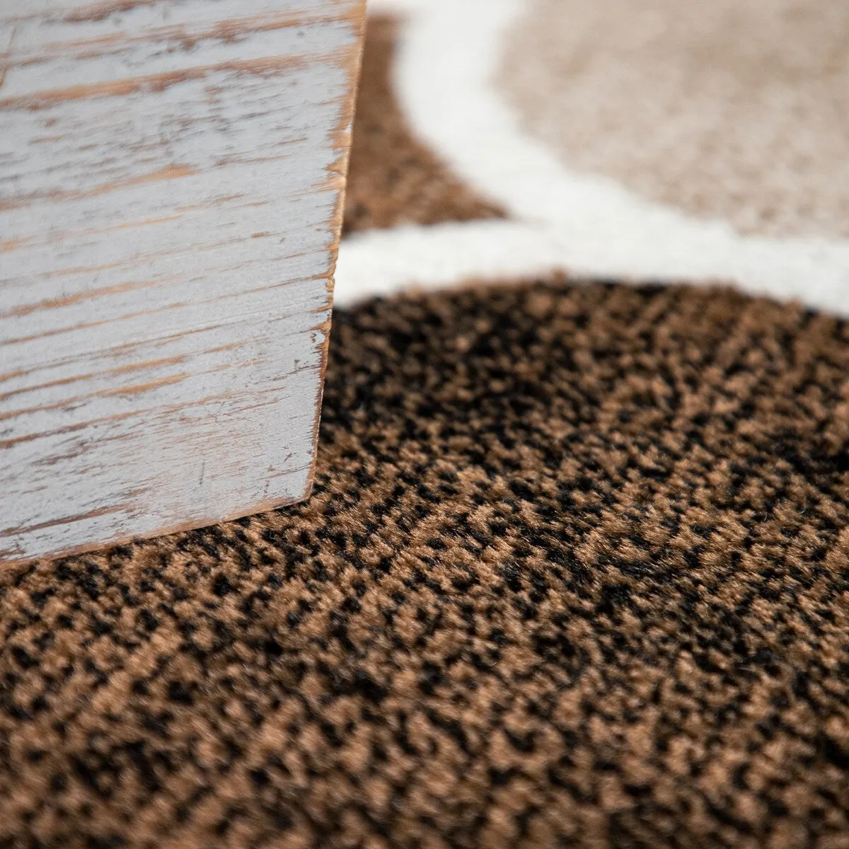 Brown Blue Area Rug with Modern Moroccan Pattern for Living Room
