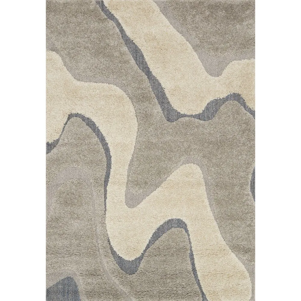Carson Carrington Drammen Modern Abstract Waves Shag Area Rug