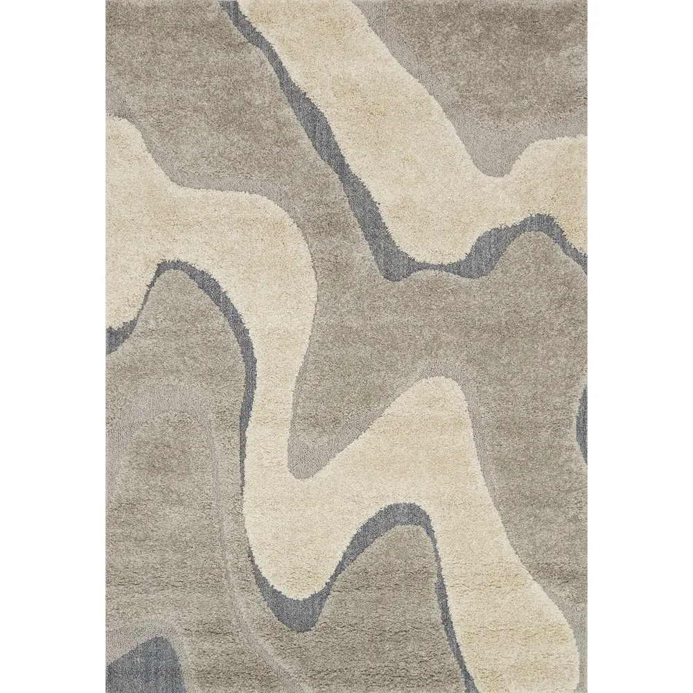 Carson Carrington Drammen Modern Abstract Waves Shag Area Rug