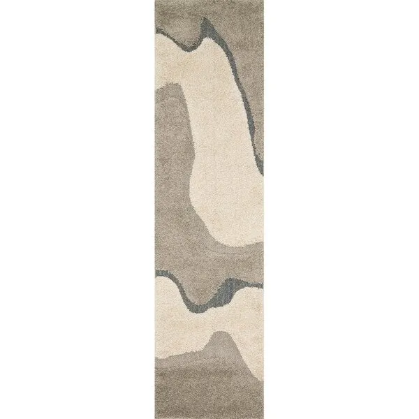 Carson Carrington Drammen Modern Abstract Waves Shag Area Rug
