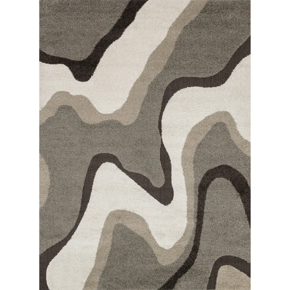 Carson Carrington Drammen Modern Abstract Waves Shag Area Rug