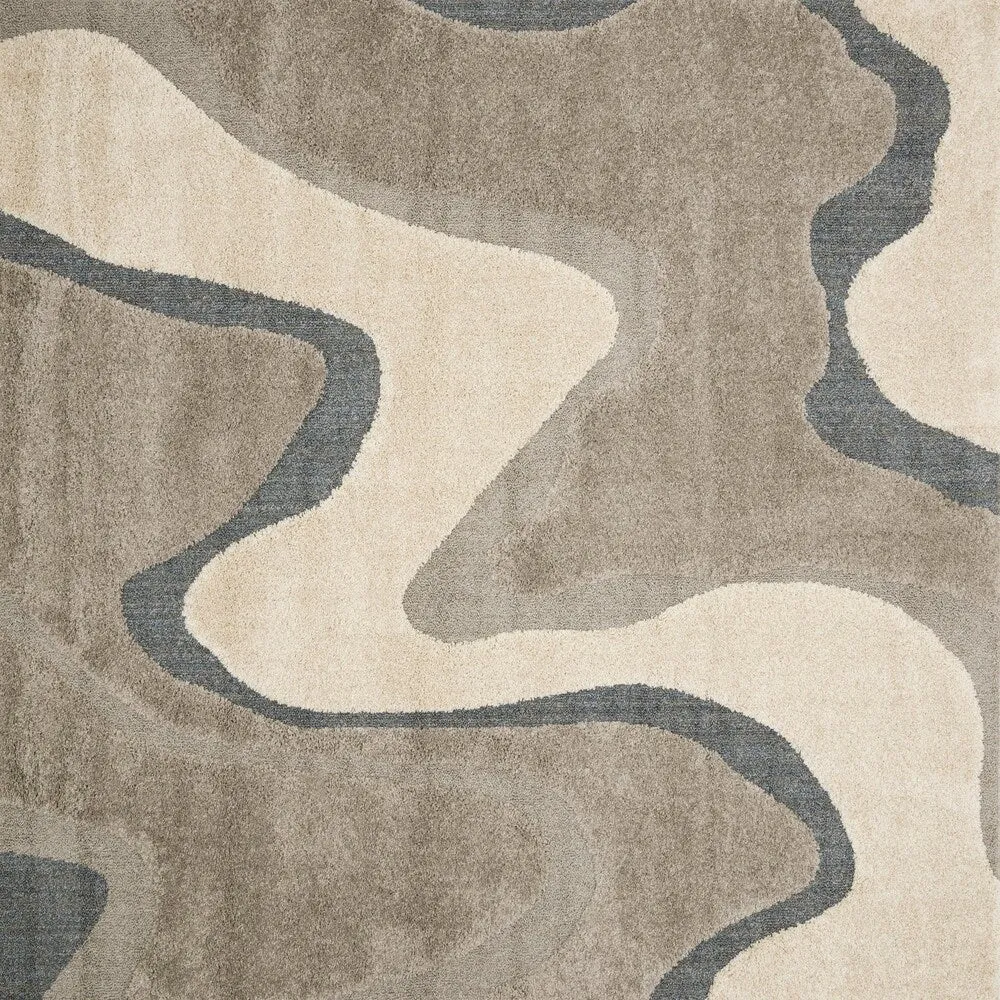 Carson Carrington Drammen Modern Abstract Waves Shag Area Rug