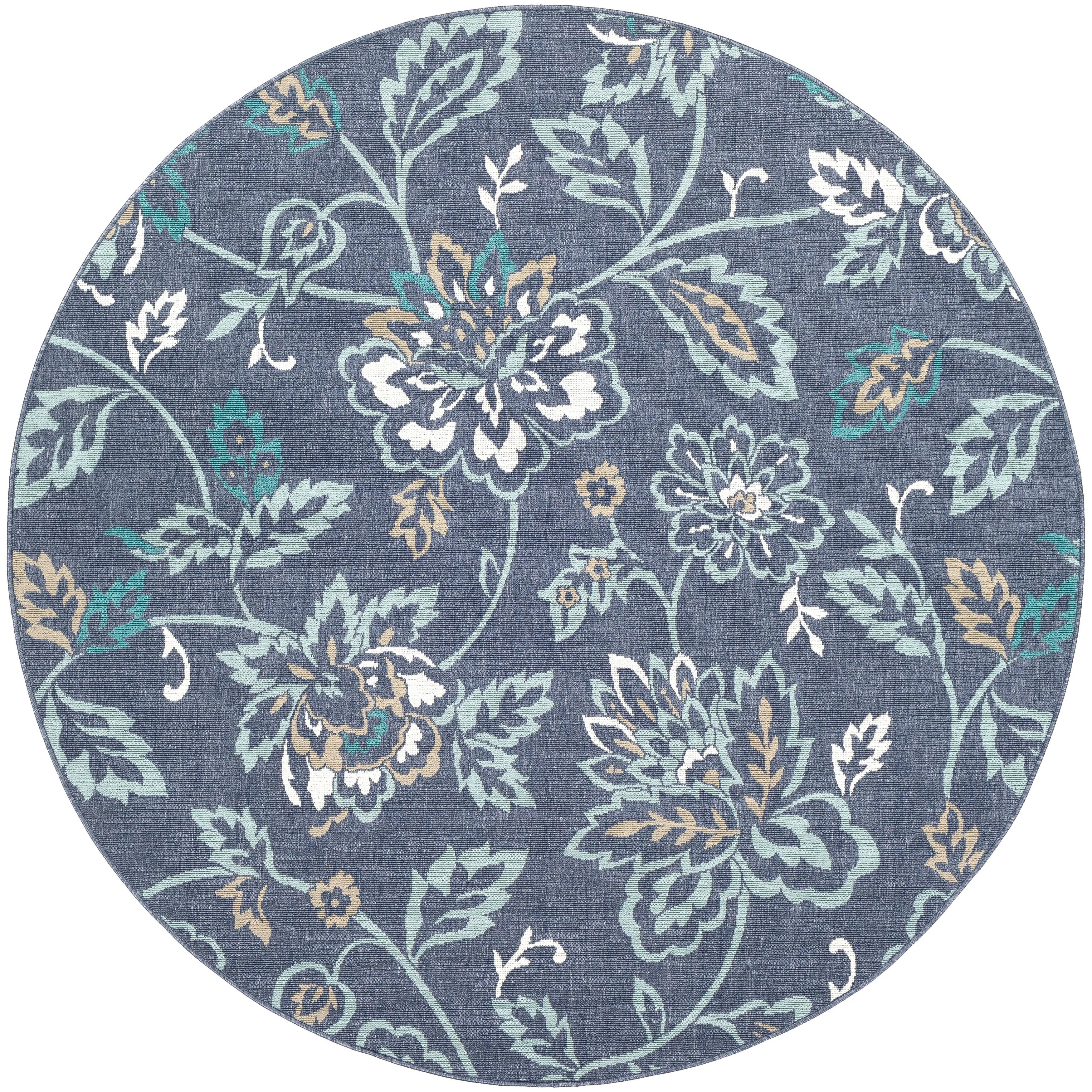 Cesarina Floral Indoor/ Outdoor Area Rug - 7'3 Round