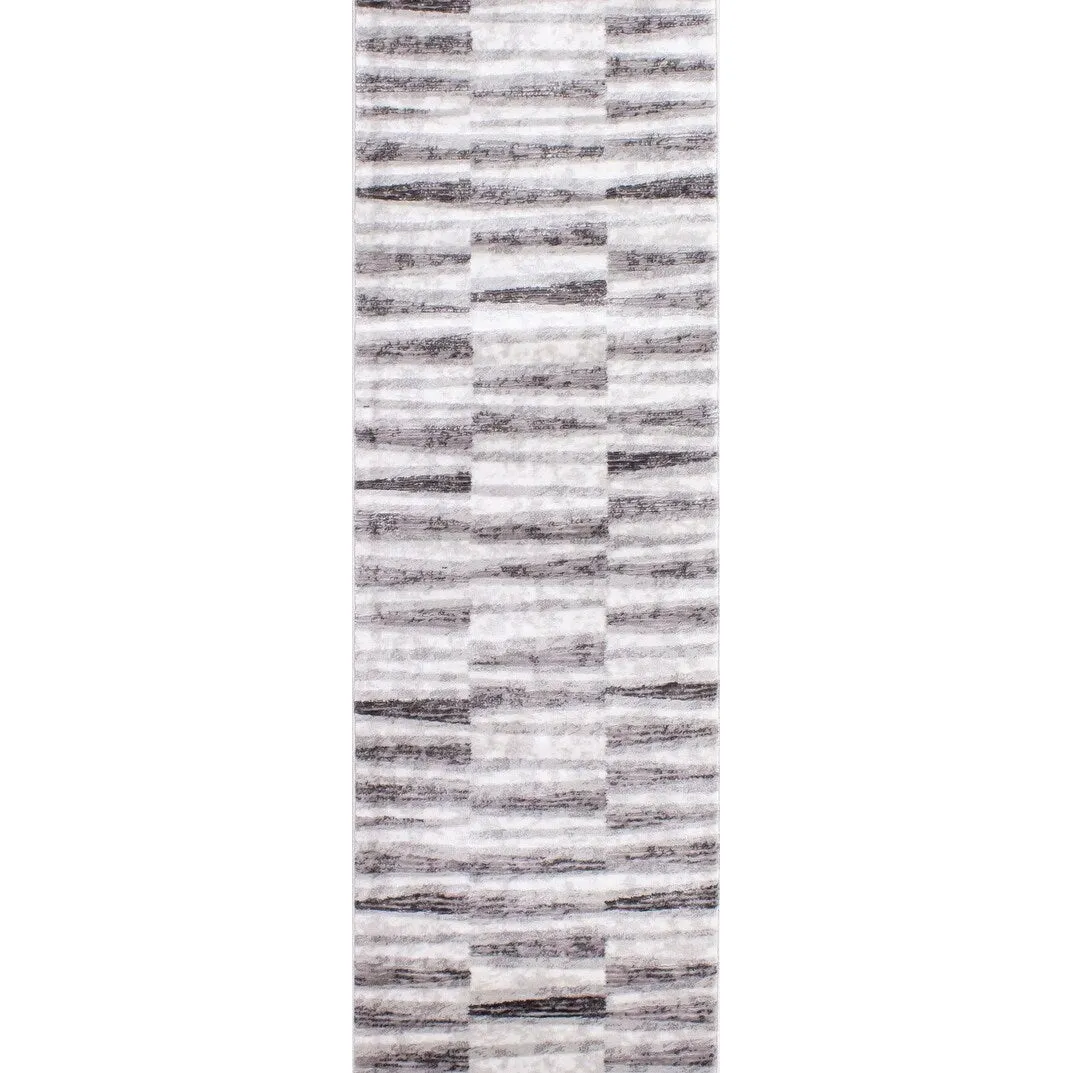 Chase Collection - Faded Grey/White Column Stripes Rug