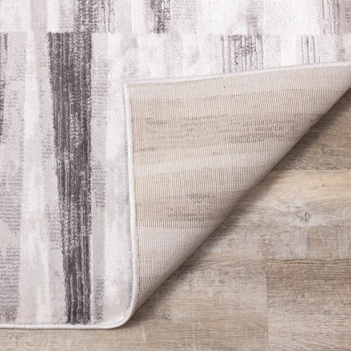Chase Collection - Faded Grey/White Column Stripes Rug