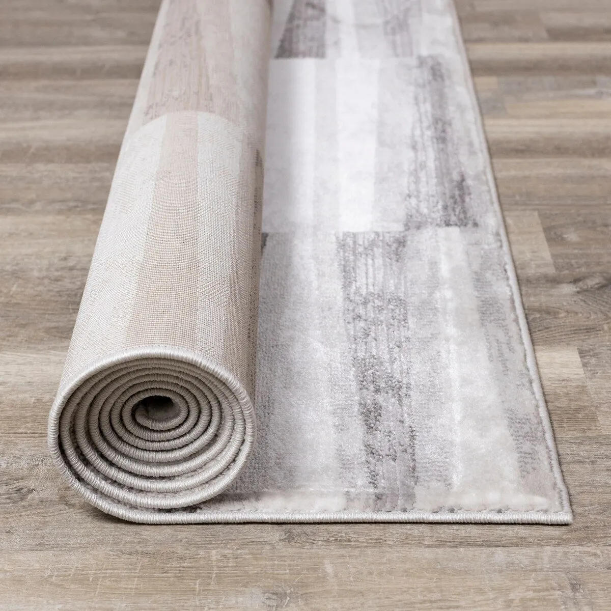 Chase Collection - Faded Grey/White Column Stripes Rug