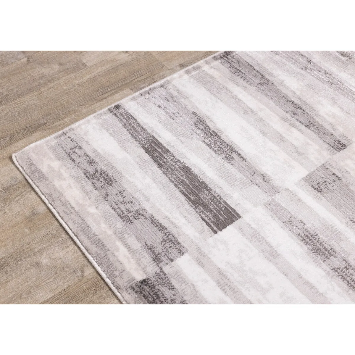 Chase Collection - Faded Grey/White Column Stripes Rug