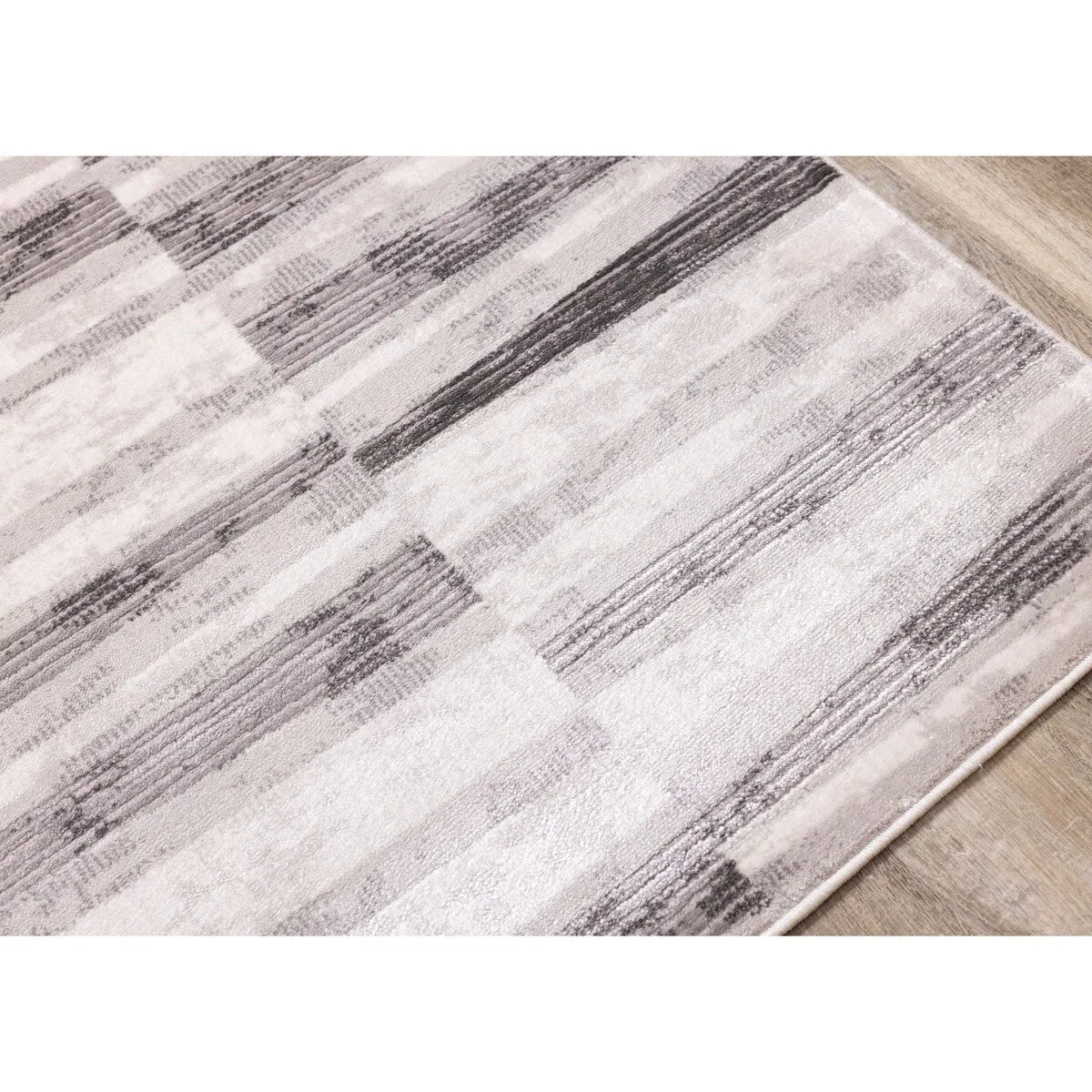 Chase Collection - Faded Grey/White Column Stripes Rug