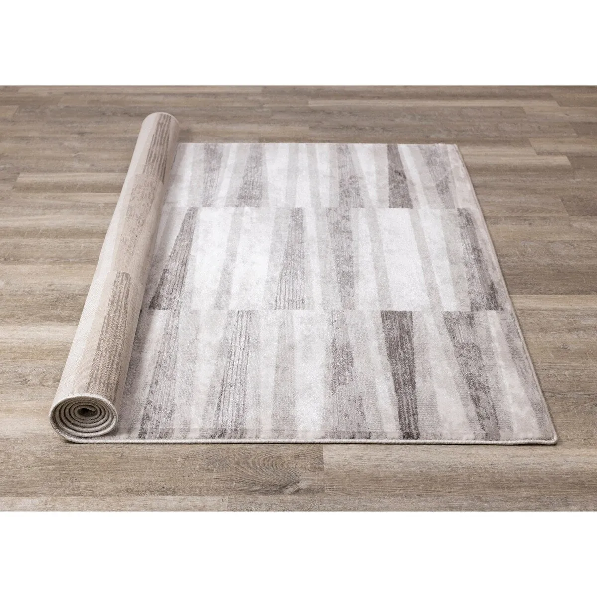 Chase Collection - Faded Grey/White Column Stripes Rug