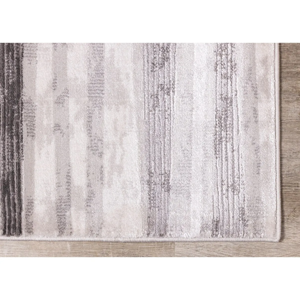Chase Collection - Faded Grey/White Column Stripes Rug