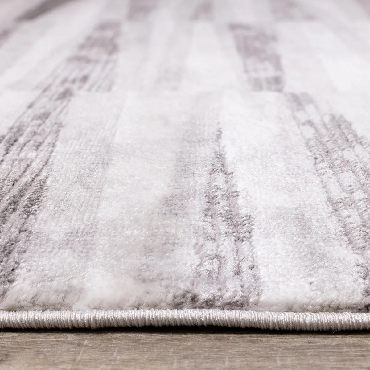 Chase Collection - Faded Grey/White Column Stripes Rug