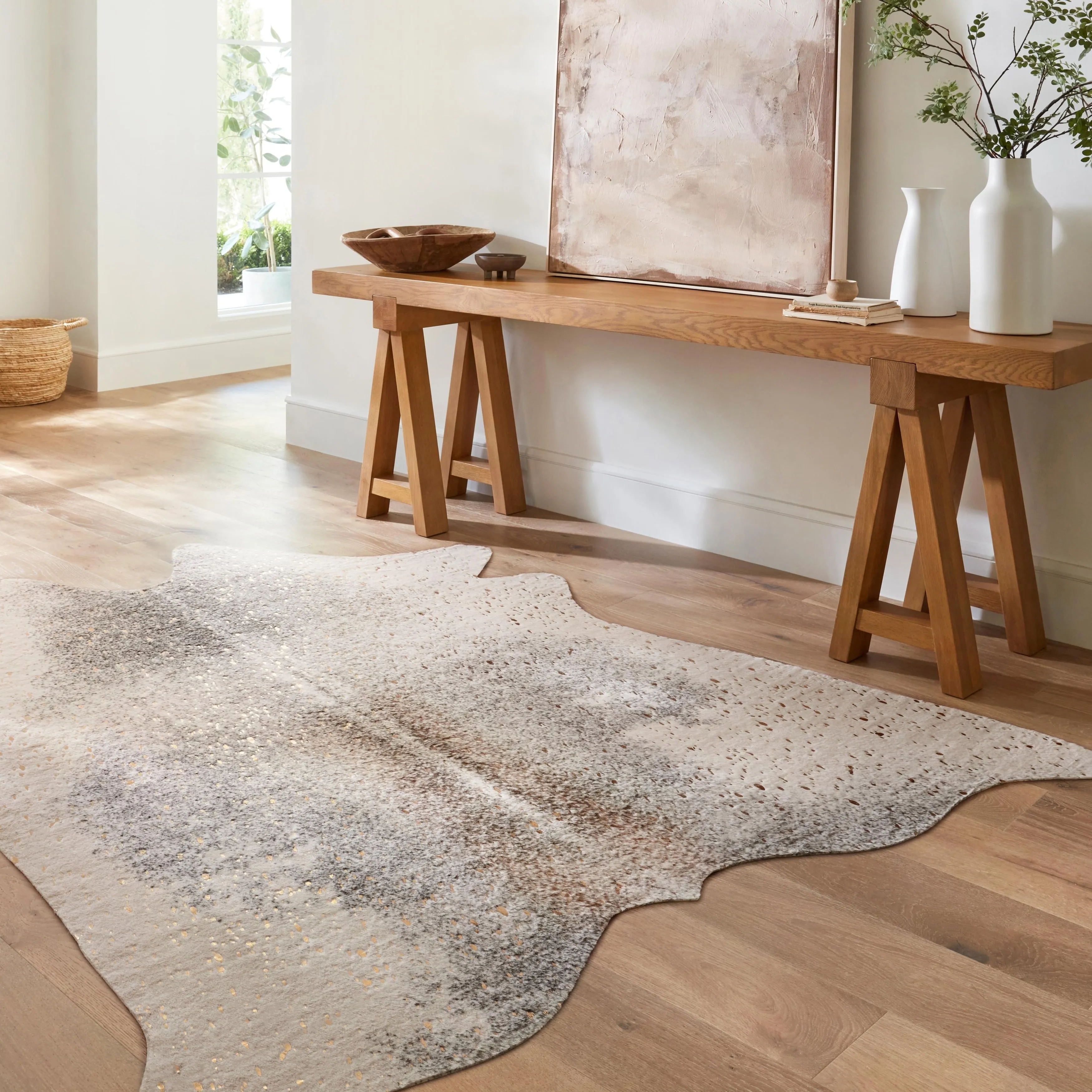 Clayton Modern Rustic Faux Cowhide Area Rug