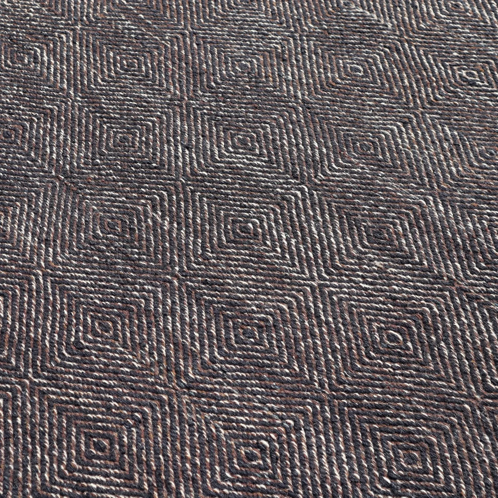 Coastal Handmade Wool Rugs Lattice Brown/Grey & White For Living Room