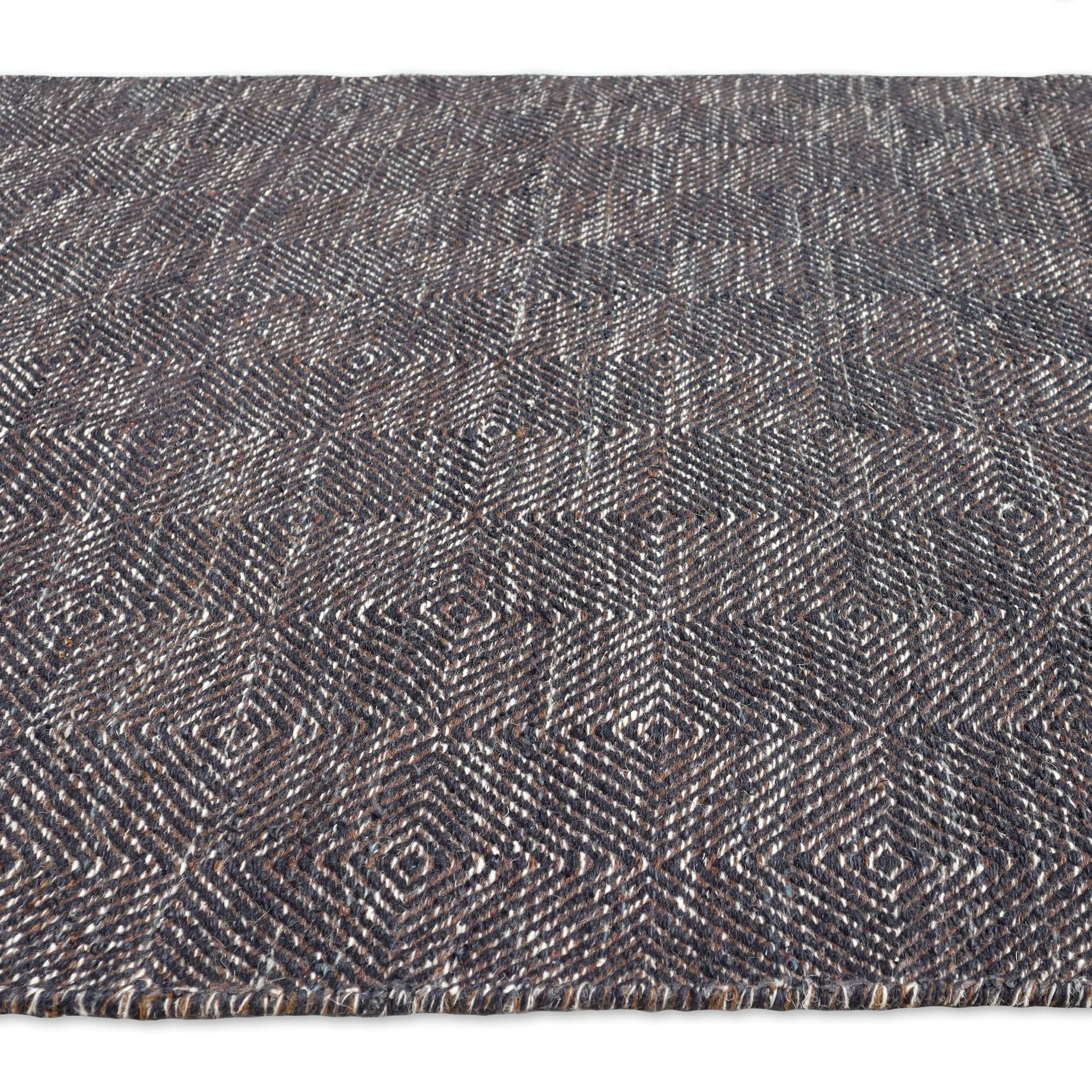 Coastal Handmade Wool Rugs Lattice Brown/Grey & White For Living Room