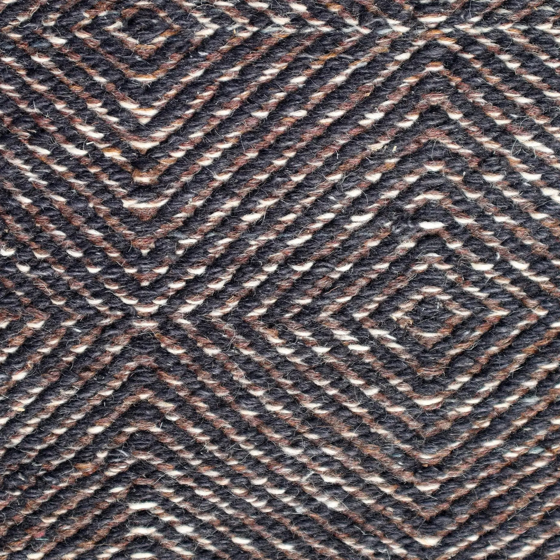 Coastal Handmade Wool Rugs Lattice Brown/Grey & White For Living Room