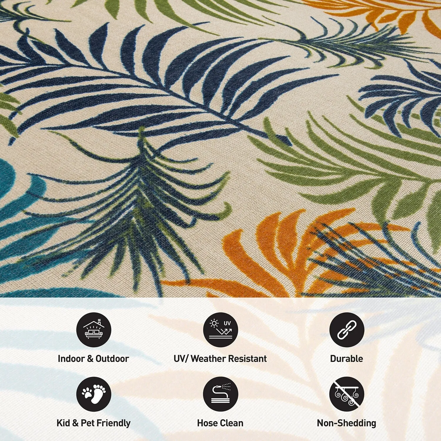 Contemporary Floral Leaves Flatweave Indoor/Outdoor Area Rug