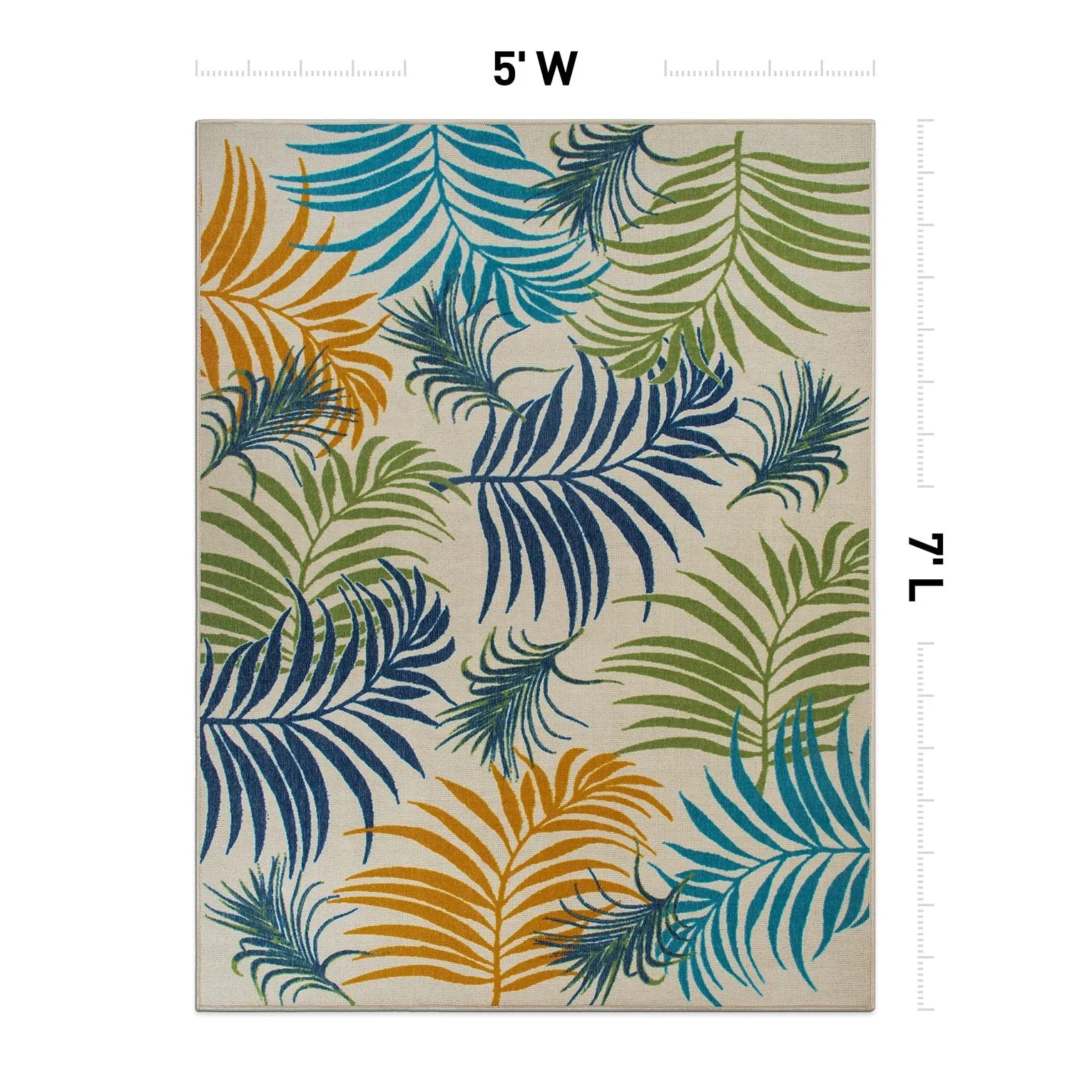 Contemporary Floral Leaves Flatweave Indoor/Outdoor Area Rug