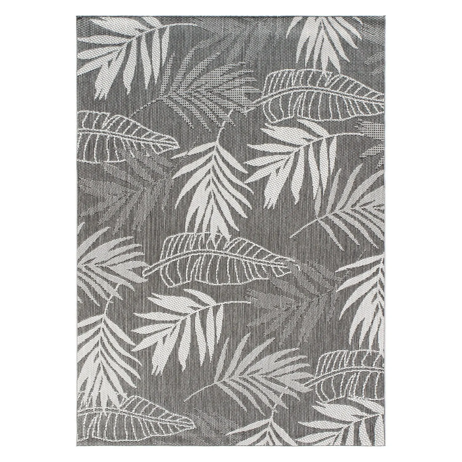 Contemporary Floral Leaves Indoor/Outdoor Flatweave Waterproof Backyard Patio Area Rug