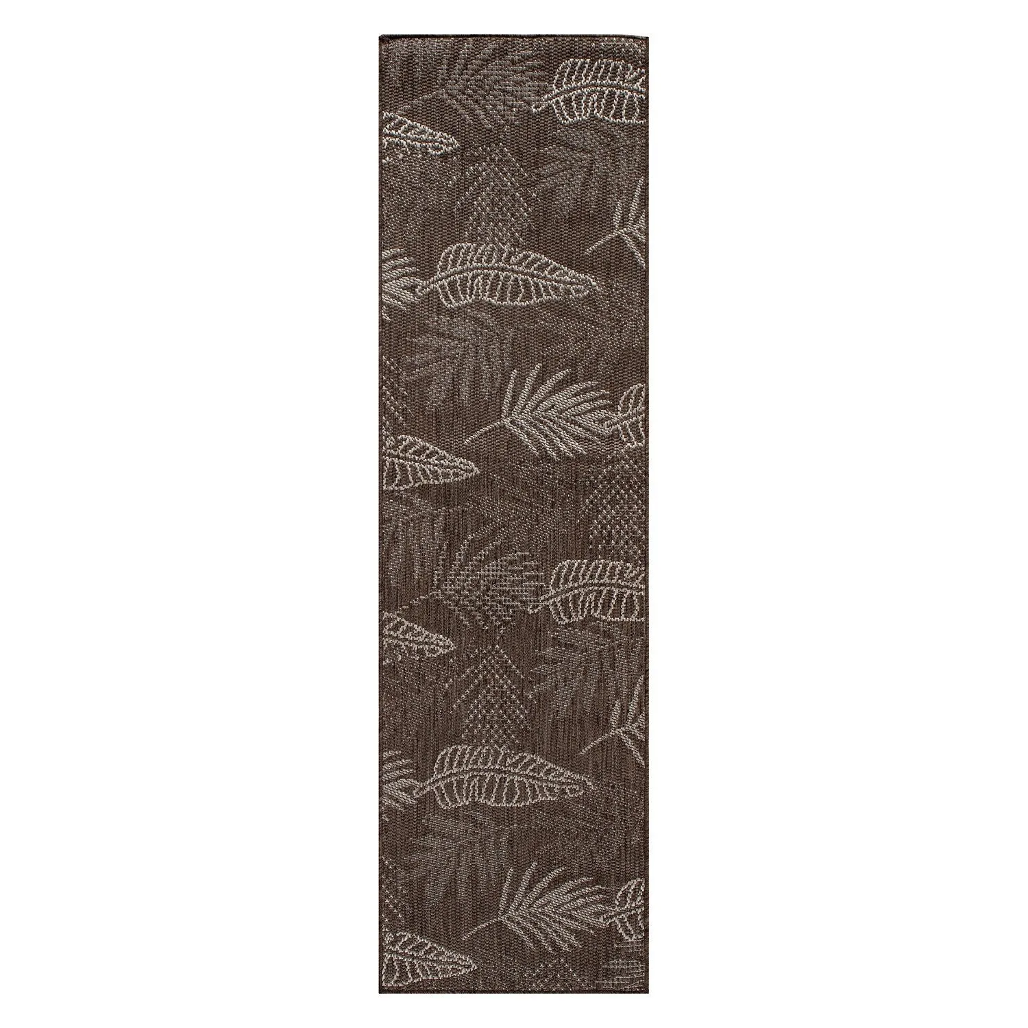 Contemporary Floral Leaves Indoor/Outdoor Flatweave Waterproof Backyard Patio Area Rug