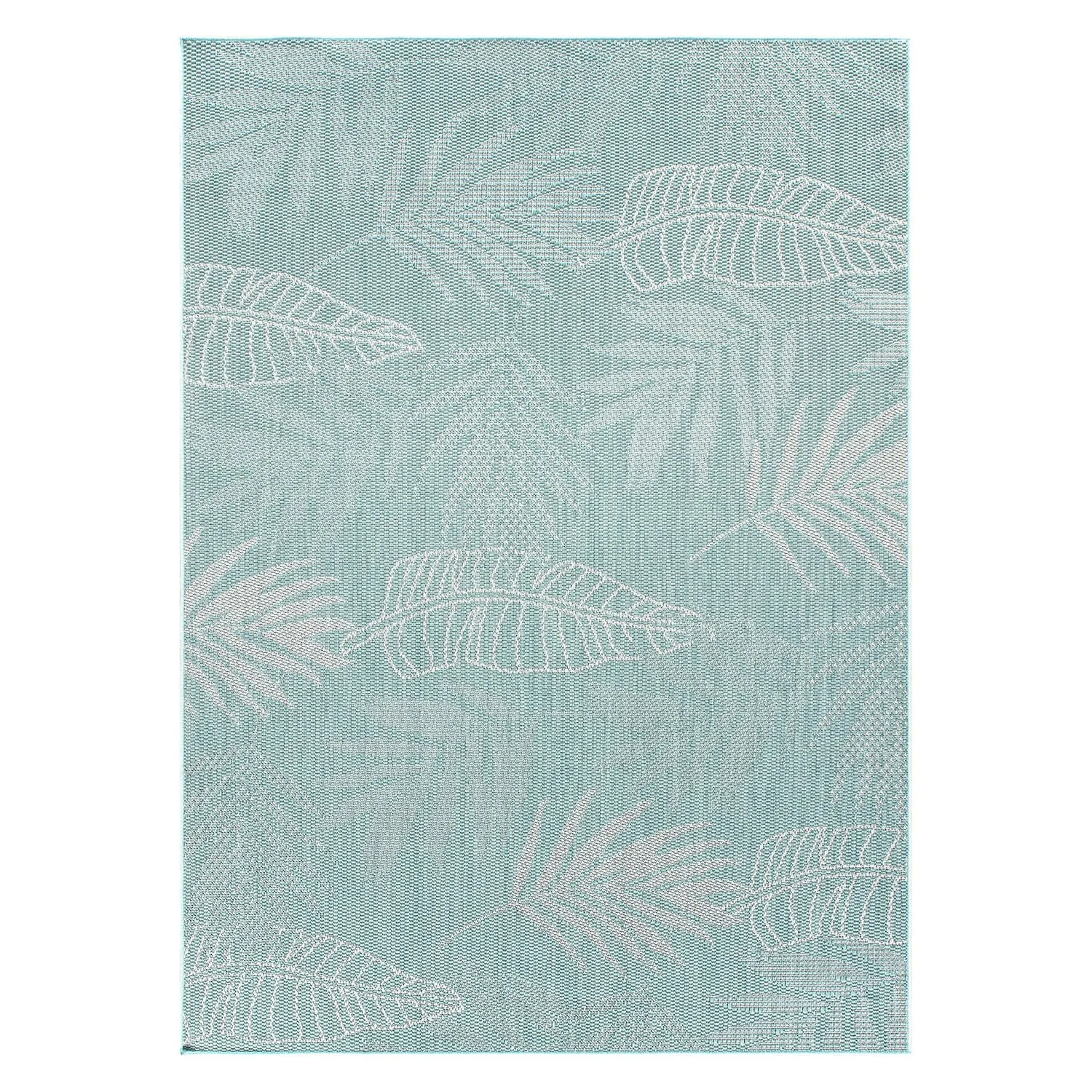 Contemporary Floral Leaves Indoor/Outdoor Flatweave Waterproof Backyard Patio Area Rug