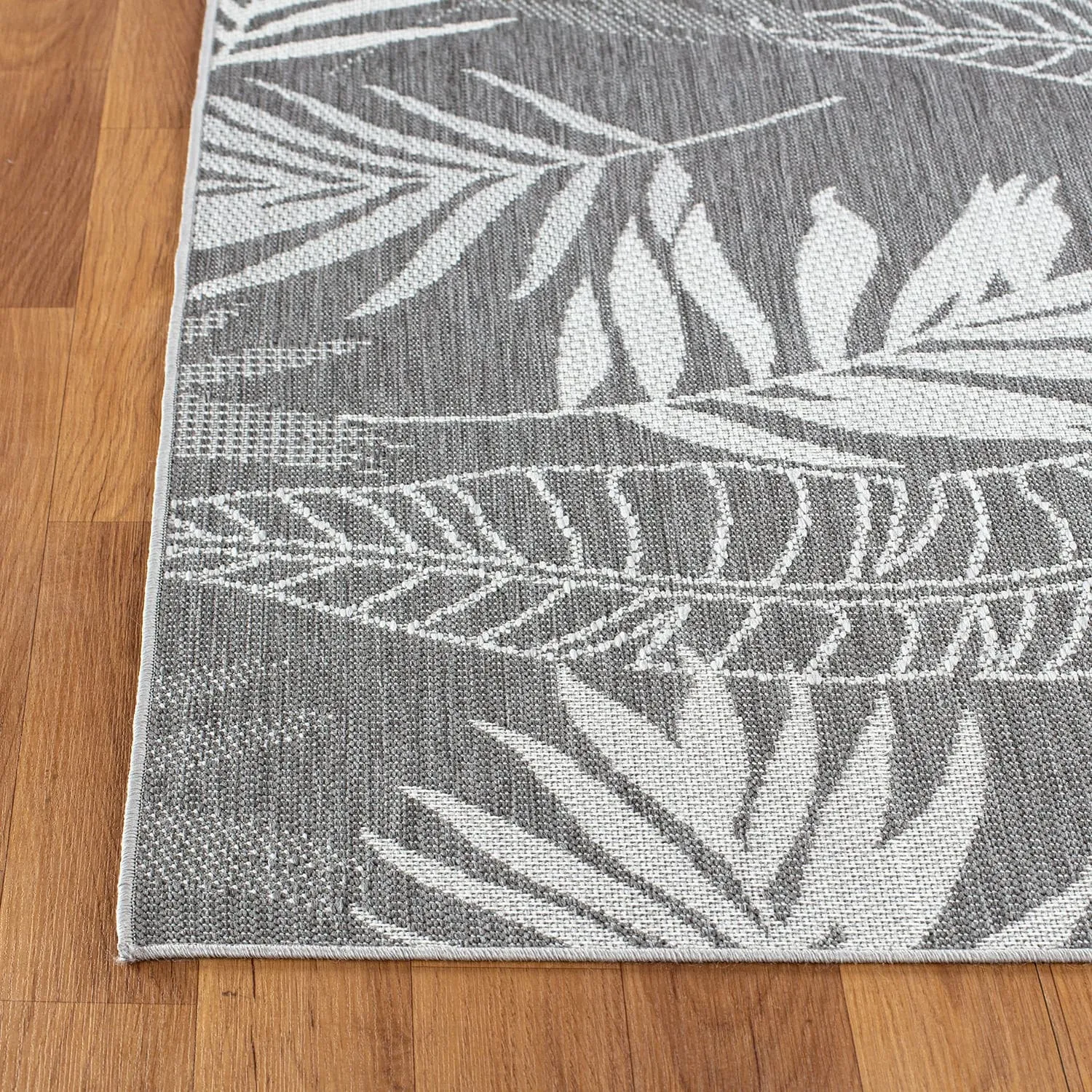 Contemporary Floral Leaves Indoor/Outdoor Flatweave Waterproof Backyard Patio Area Rug