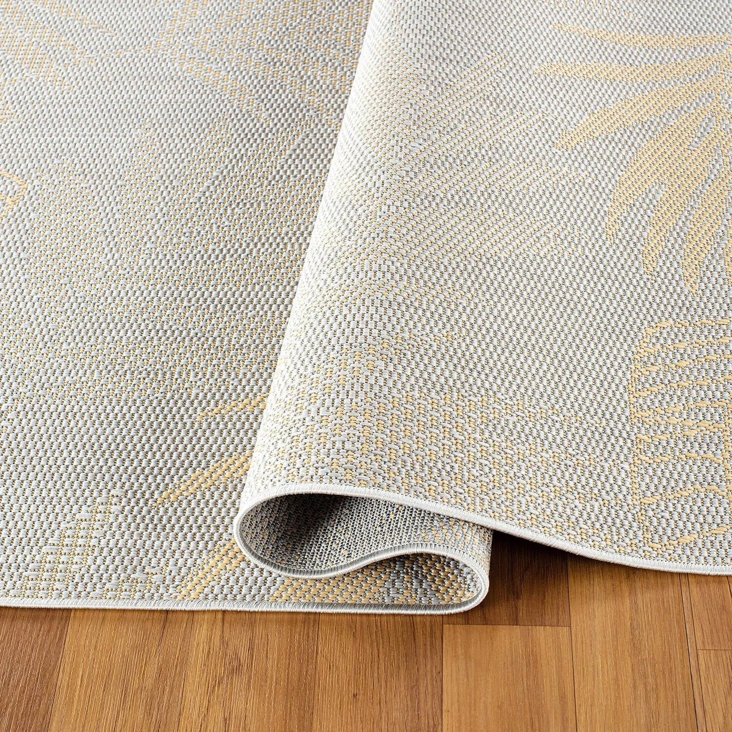 Contemporary Floral Leaves Indoor/Outdoor Flatweave Waterproof Backyard Patio Area Rug