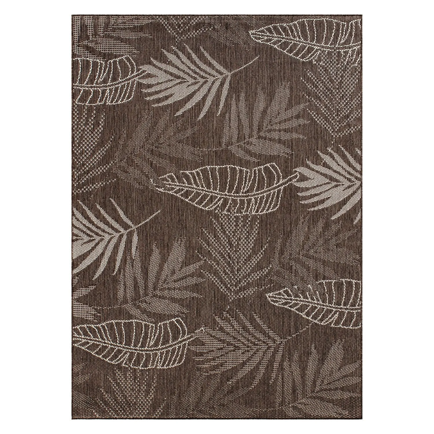 Contemporary Floral Leaves Indoor/Outdoor Flatweave Waterproof Backyard Patio Area Rug