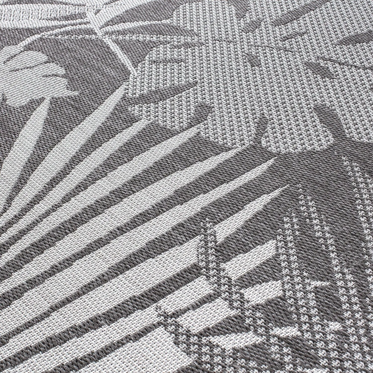 Contemporary Floral Leaves Indoor/Outdoor Flatweave Waterproof Backyard Patio Area Rug