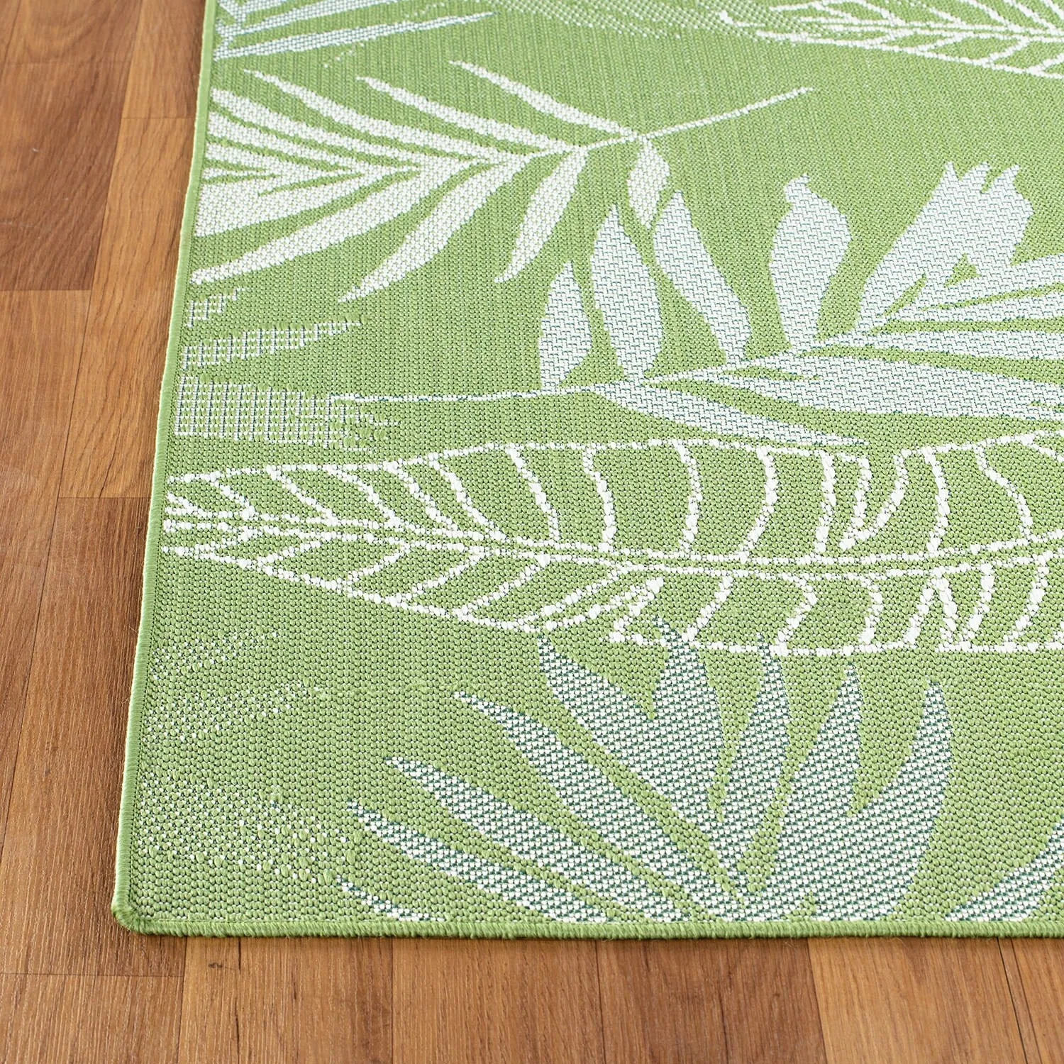Contemporary Floral Leaves Indoor/Outdoor Flatweave Waterproof Backyard Patio Area Rug