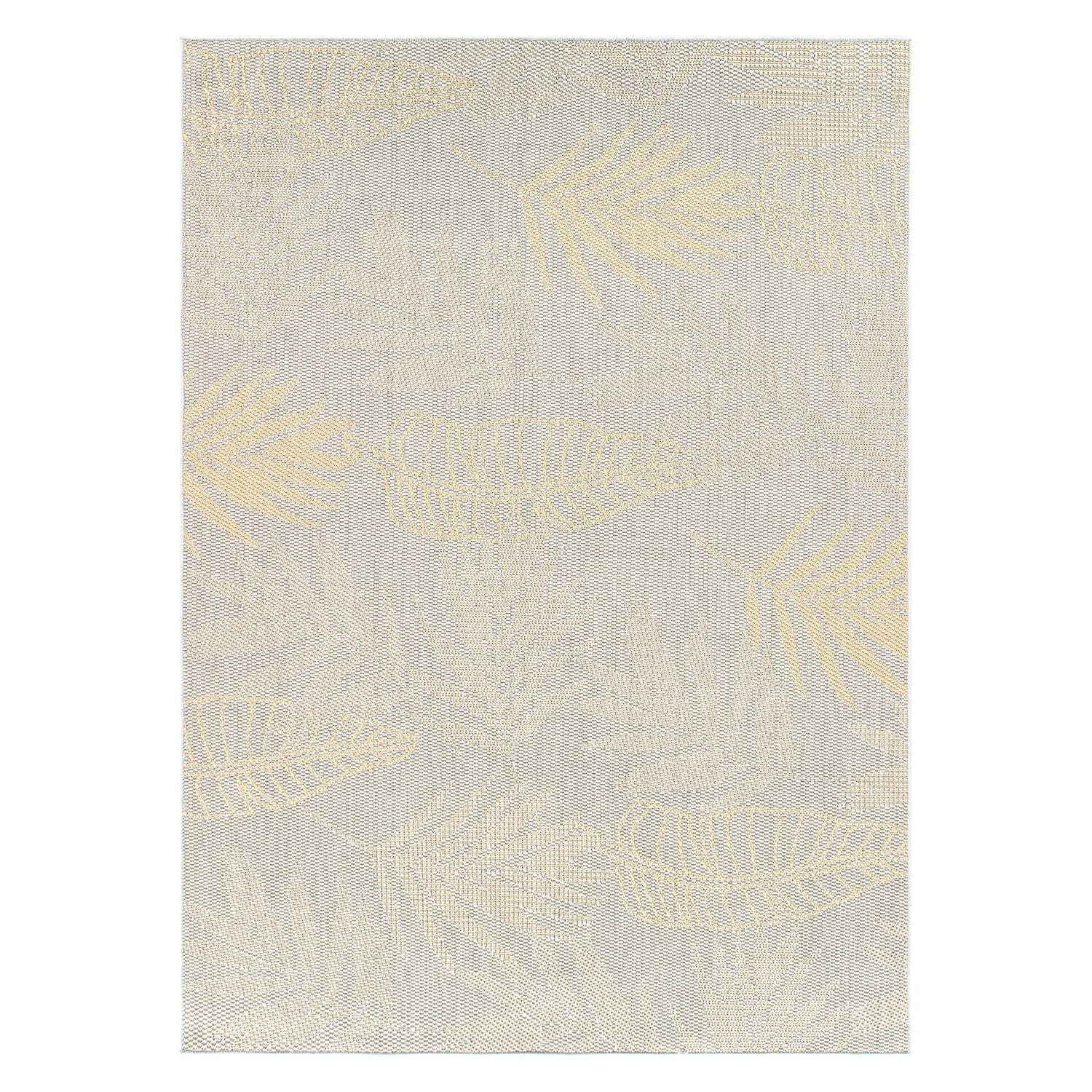 Contemporary Floral Leaves Indoor/Outdoor Flatweave Waterproof Backyard Patio Area Rug