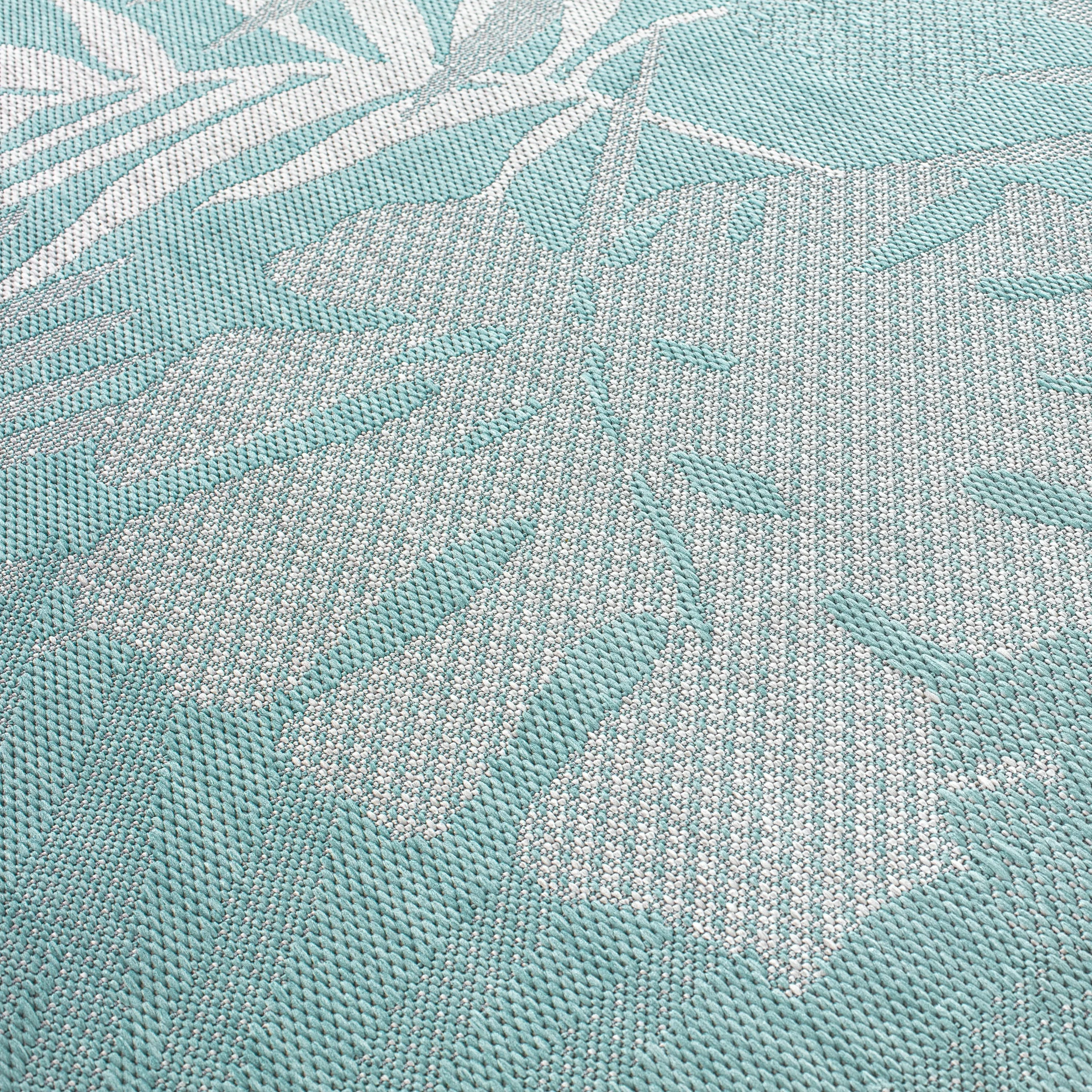 Contemporary Floral Leaves Indoor/Outdoor Flatweave Waterproof Backyard Patio Area Rug