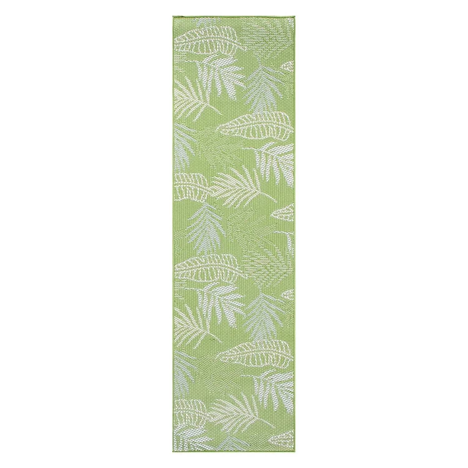 Contemporary Floral Leaves Indoor/Outdoor Flatweave Waterproof Backyard Patio Area Rug