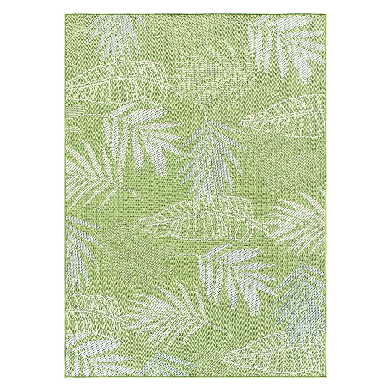 Contemporary Floral Leaves Indoor/Outdoor Flatweave Waterproof Backyard Patio Area Rug