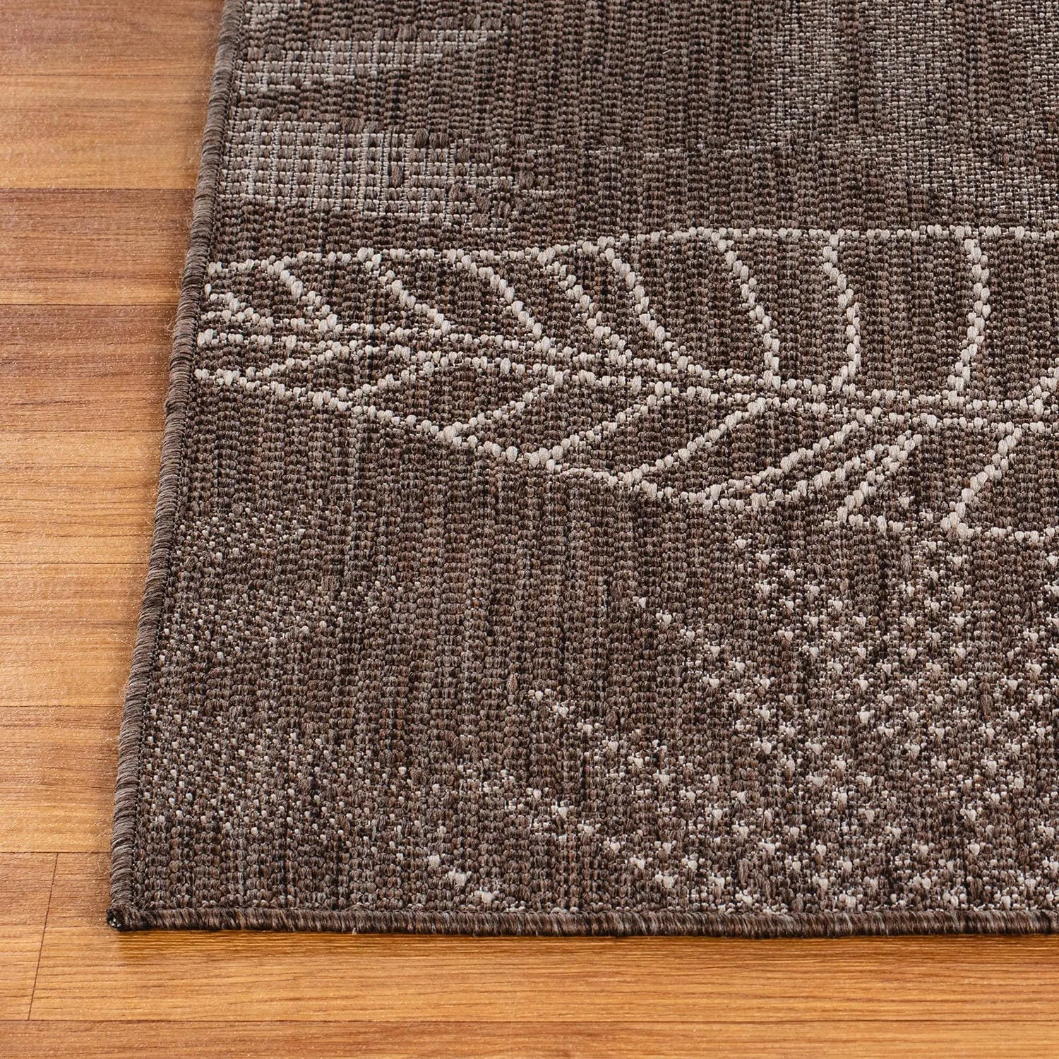 Contemporary Floral Leaves Indoor/Outdoor Flatweave Waterproof Backyard Patio Area Rug
